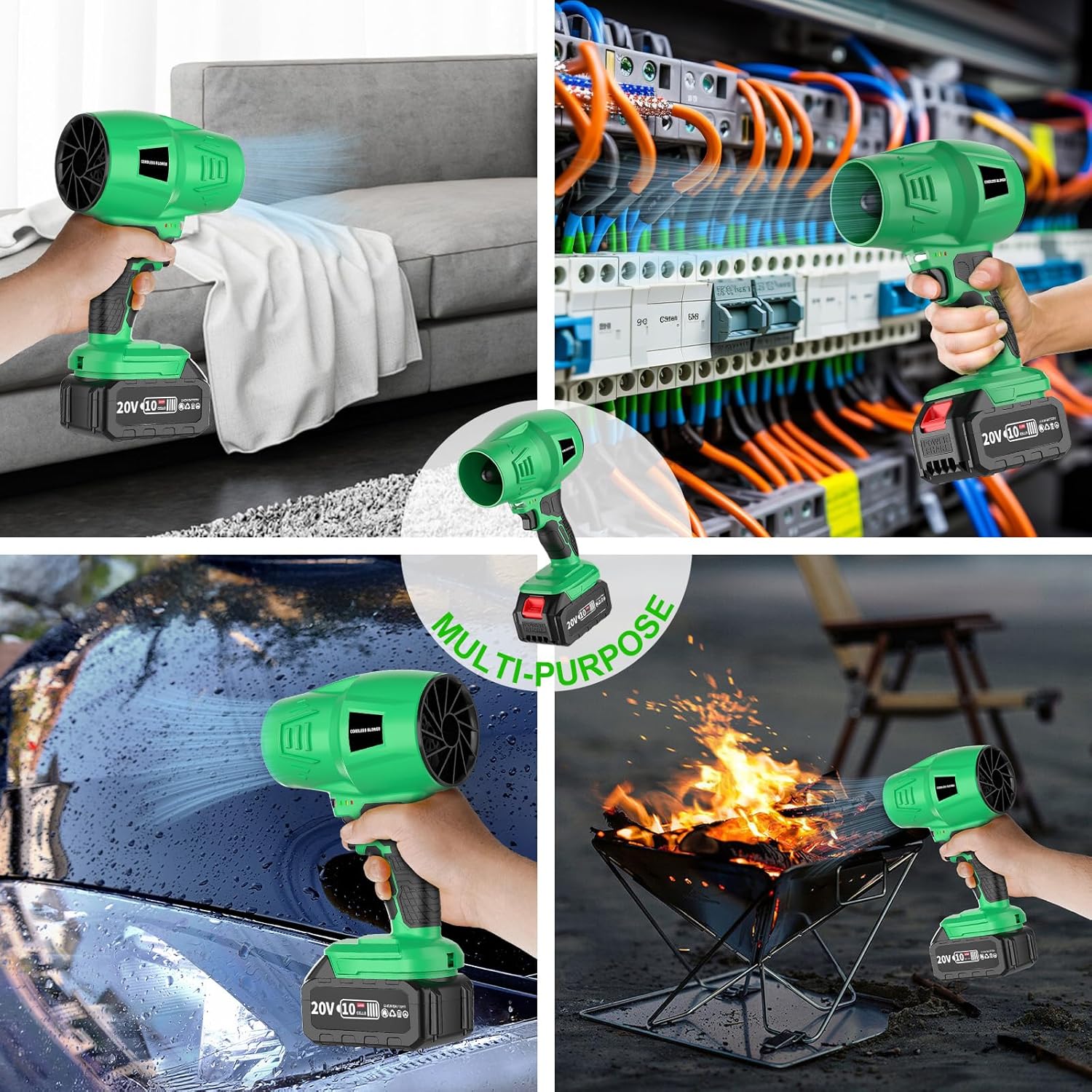 4.0Ah Cordless Mini Leaf Blower, Electric Leaf Blowers with Battery and Charger, Lightweight Powered Leaf Blowers Snow Blower for Lawn Care, Patio, Car Dryer Air Blower Turbo Fan, 2 Batteries