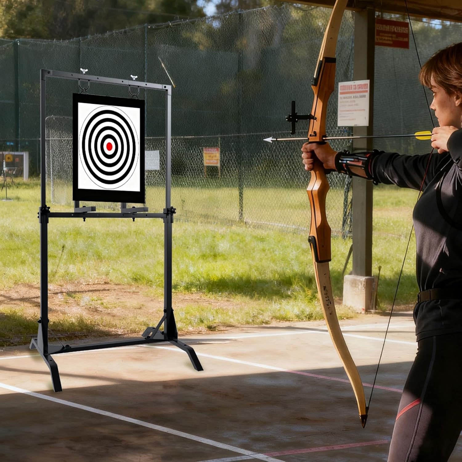 Archery Target Stand, Adjustable Stand Arrow Compatible with Bag/Foam Targets, Suitable for Indoor/Outdoor Shooting, Hunting Bow Training