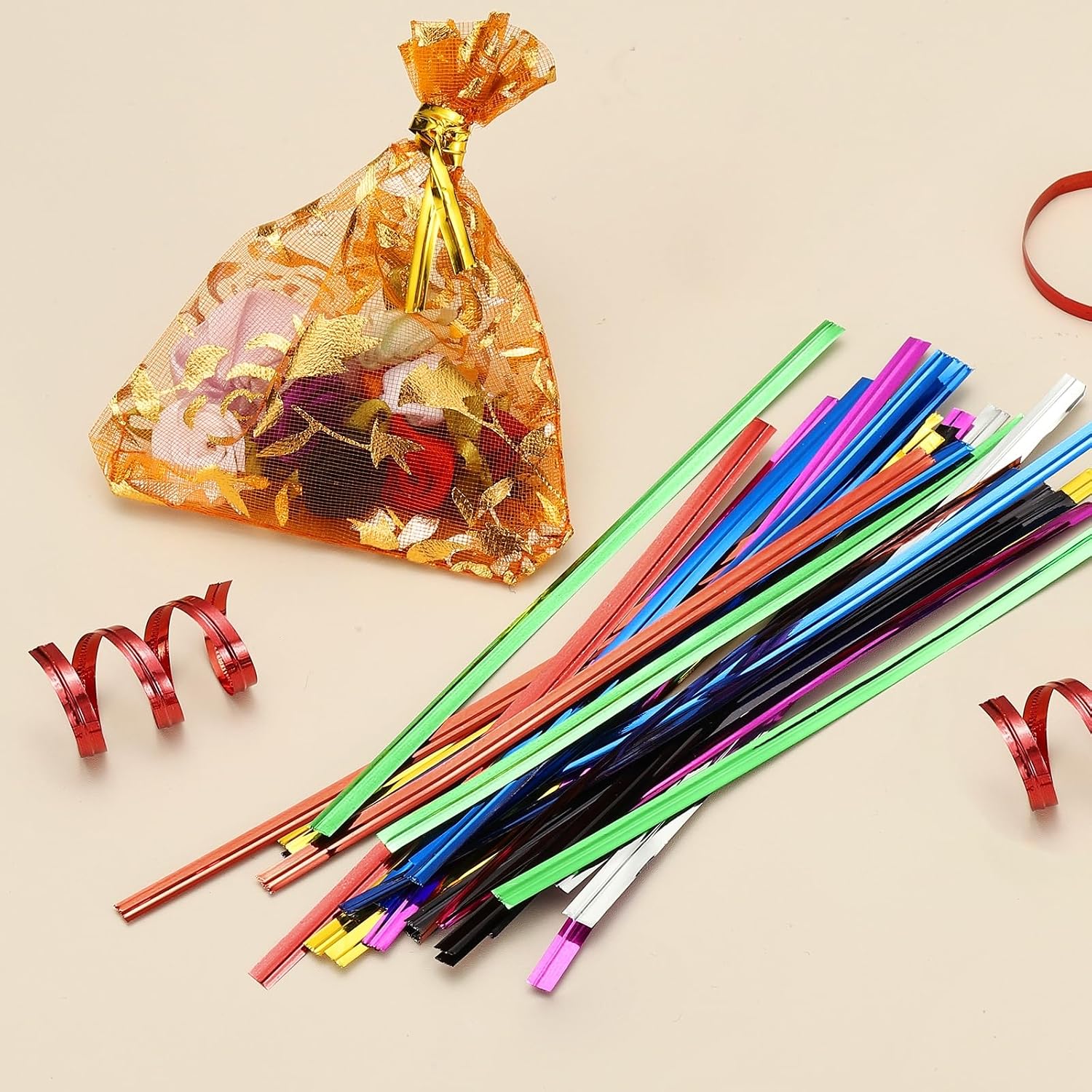 YELARXI 300Pcs Metallic Twist Reusable Bread Ties Candy Bag Wrap 4" Black image 4