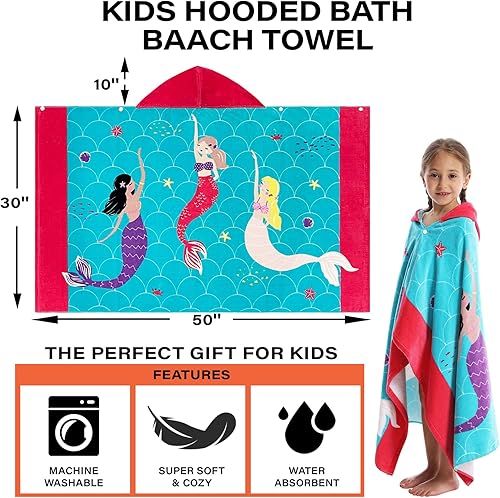 Miniatura 126 de Toallas de baño para niños, toalla para niños con capucha para playa, baño, piscina, toallas de natación de 30 x 50 pulgadas, tamaño grande, ultra