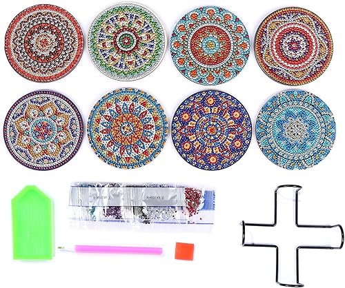 Miniatura 1 de 8 posavasos con soporte, pequeños kits de pintura de diamantes, accesorios de mandala para adultos, elegante accesorio de decoración del hogar, kits