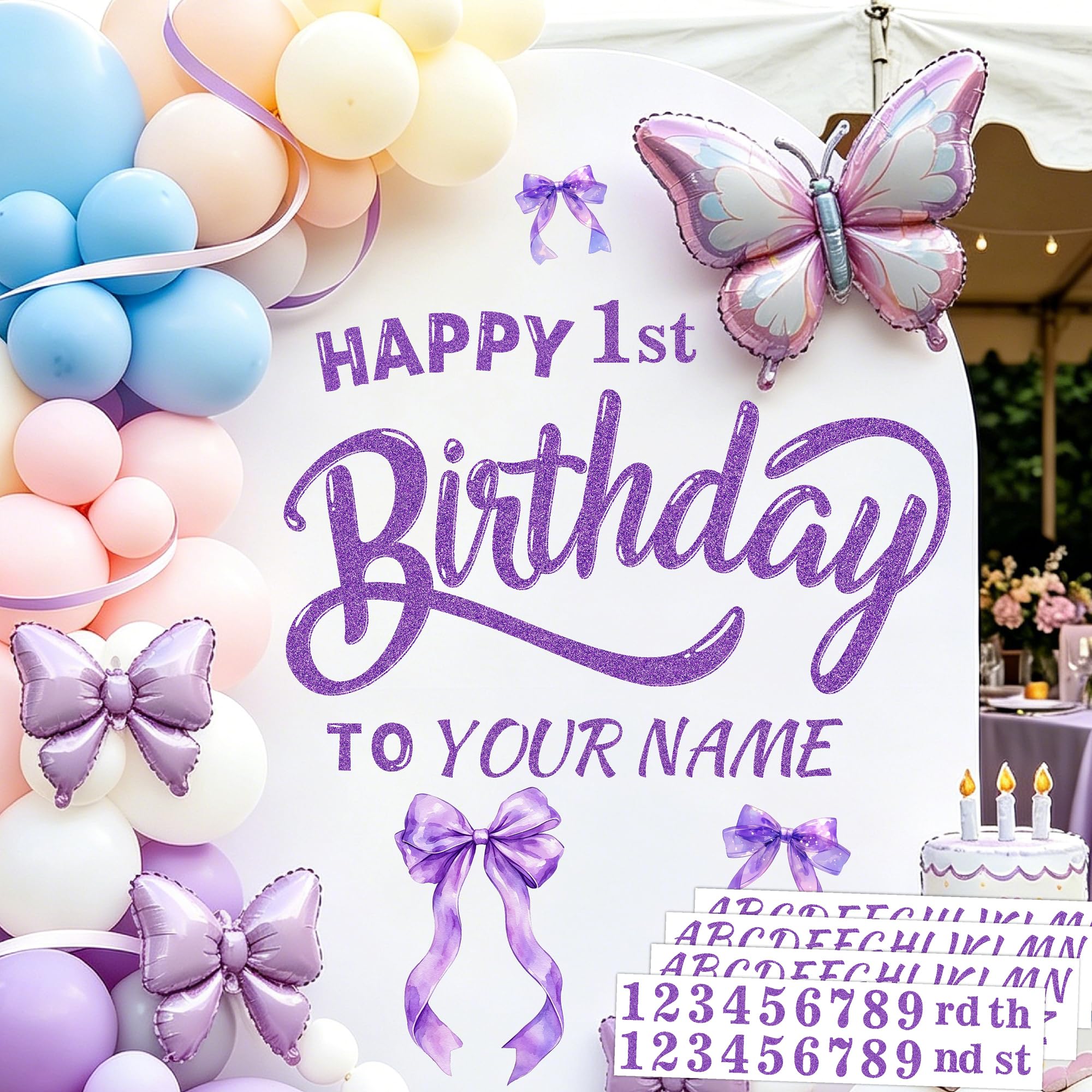 Toile de fond personnalisé Happy Birthday lettres ABC autocollants
