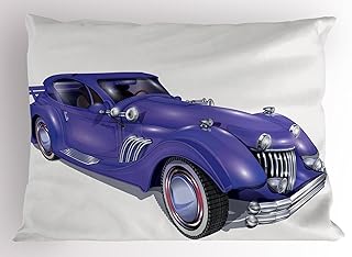 Ambesonne Cars Pillow Sham, Custom Vehicle with Aerodynamic Design for High Speeds Cool Wheels Hood Spoilers, Decorative Standard King Size Printed Pillowcase, 36