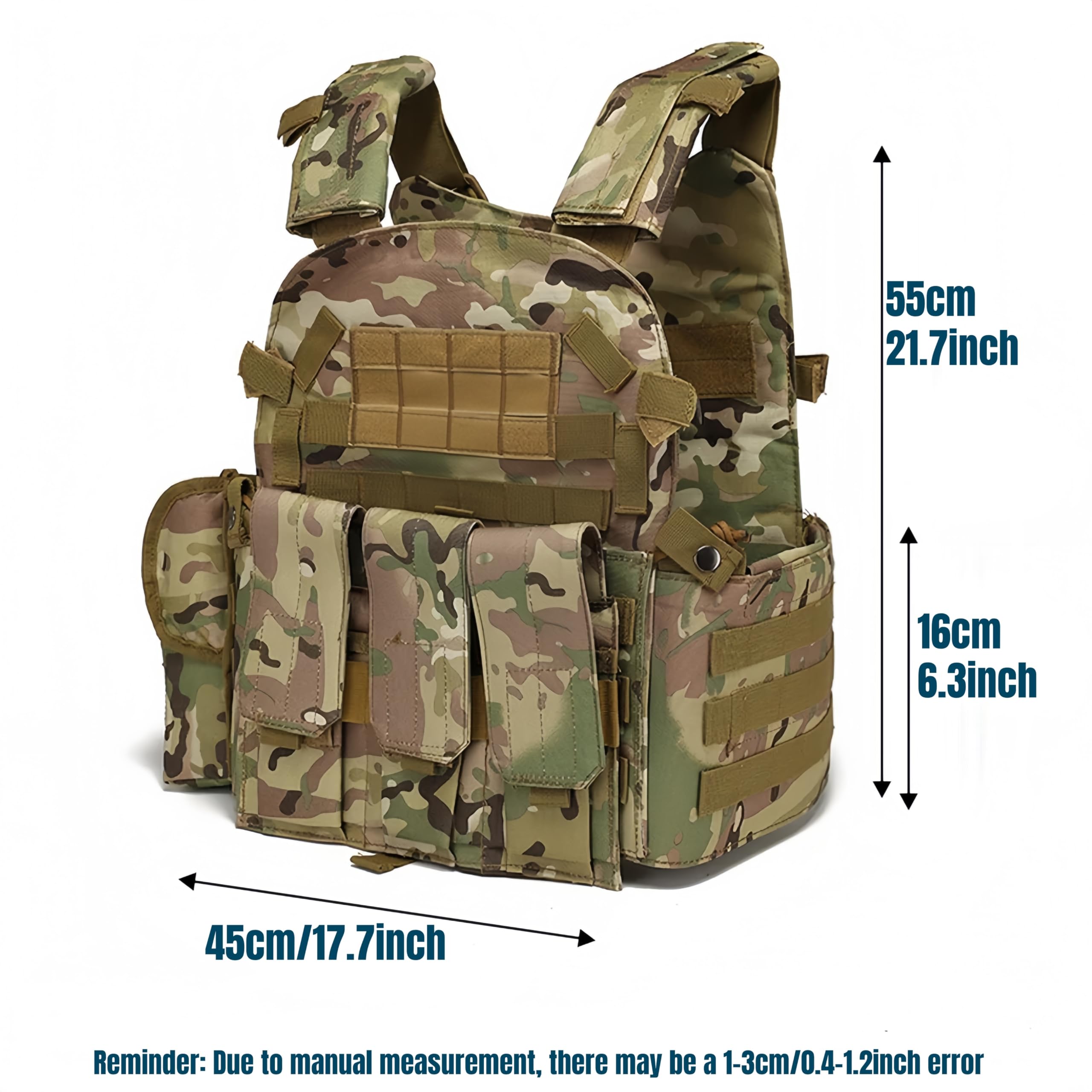 Peminkoo Gilet Tactique, Armure corporelle, Porte-Plaque de Chasse, Accessoires Airsoft, armée de Combat Militaire Wargam Molle