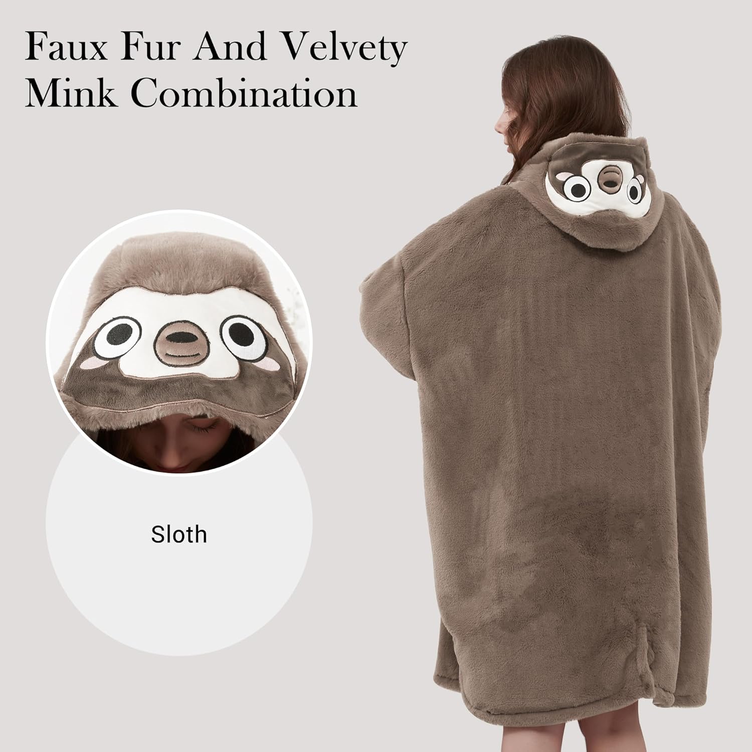 Viviland Blanket Hoodie Oversized Sweatshirt Super Soft Warm Comfortable Giant Pullover with Large Front Pocket,Gifts for Women Men Teenagers,Sloth - Image 2