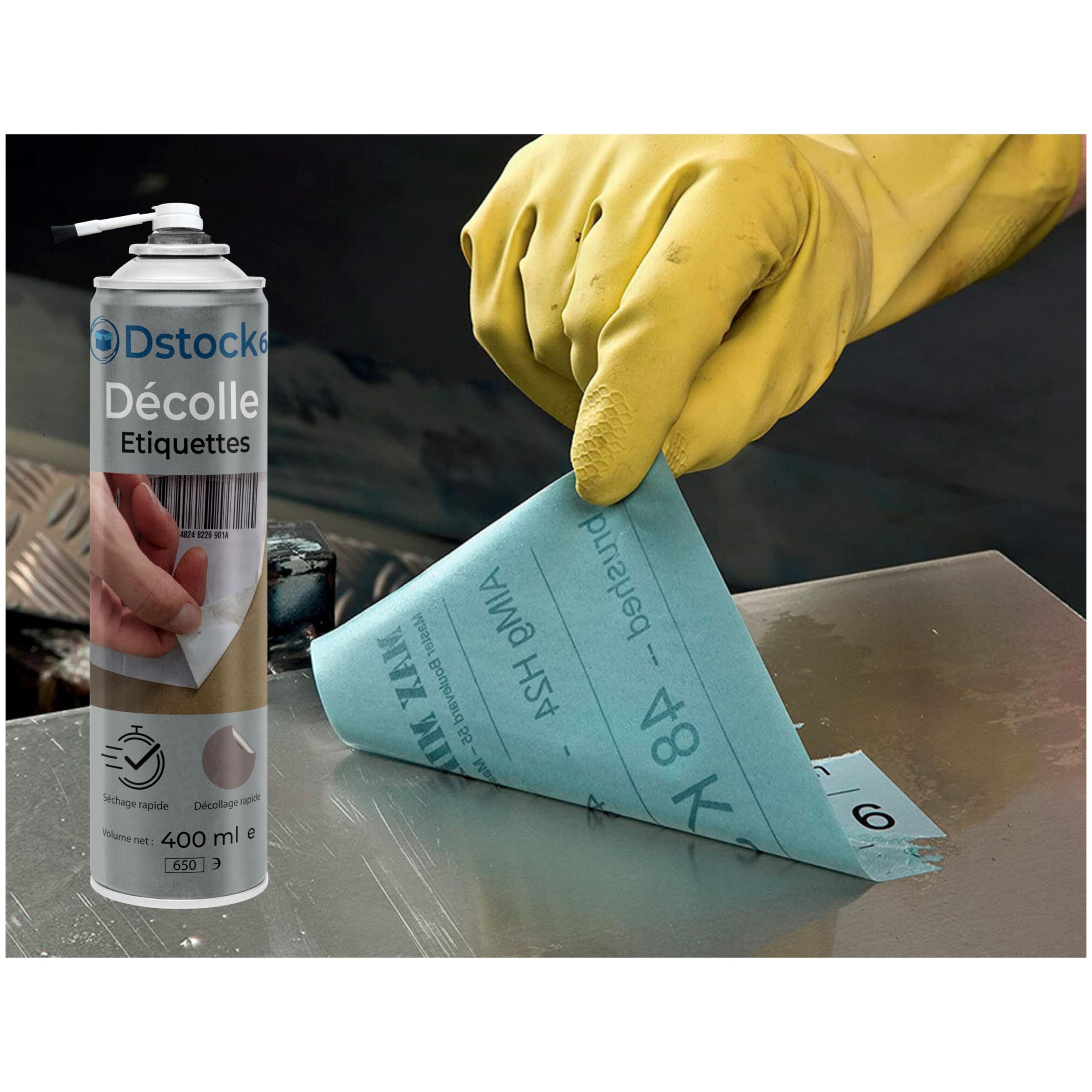DSTOCK60, 10 x Etikettenabzieher, 400 ml, mit Pinseldiffusor, Spray zum Entfernen von Etiketten und Aerosolklebern, entfernt Etiketten und Rückstände schnell – einfache Anwendung mit Pinsel