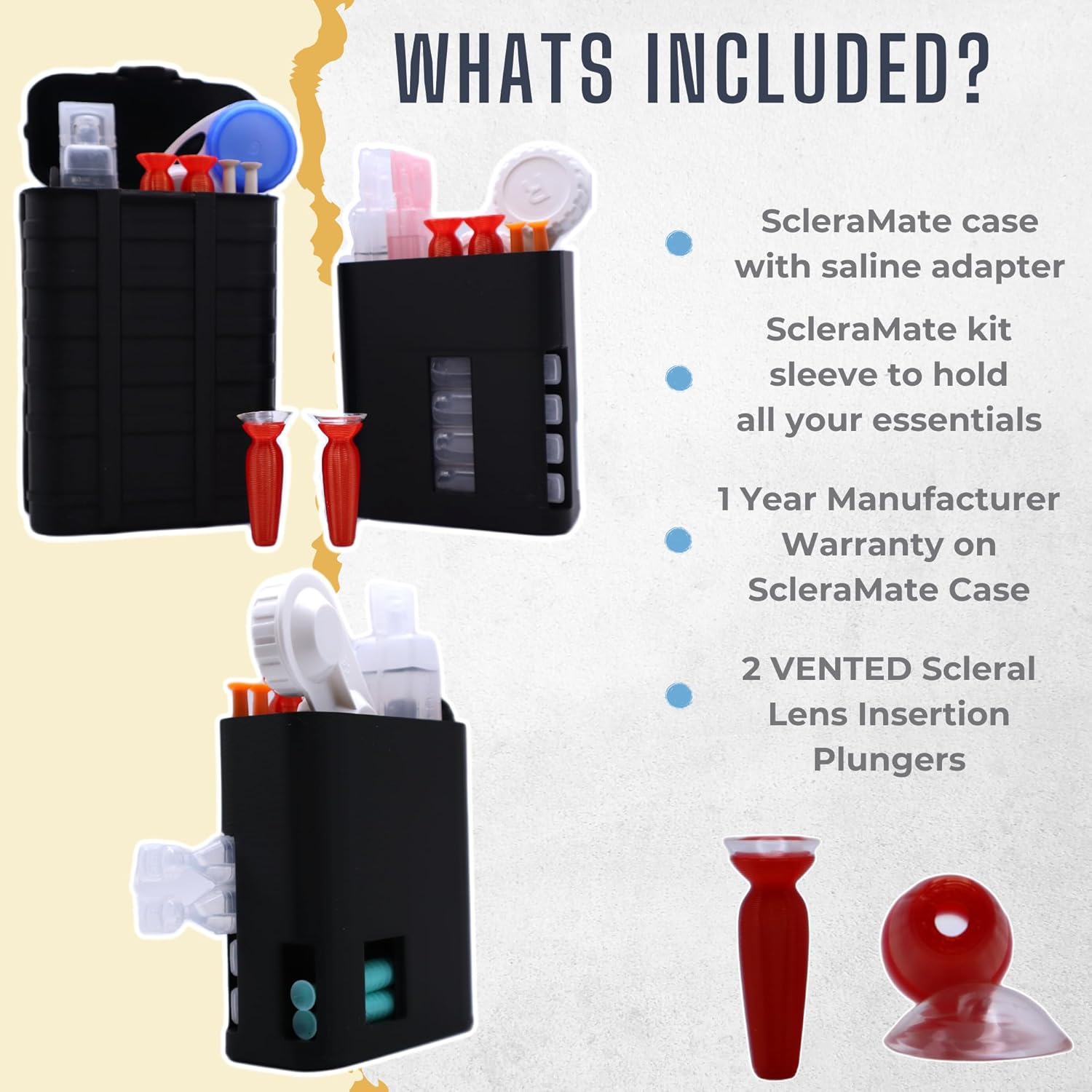 ScleraMate Scleral Contact Lens Storage Case Travel Kit. Scleral Lens Kit Organizer. Store Saline solution, Contact lens case, Scleral lens inserter and Scleral Lens remover