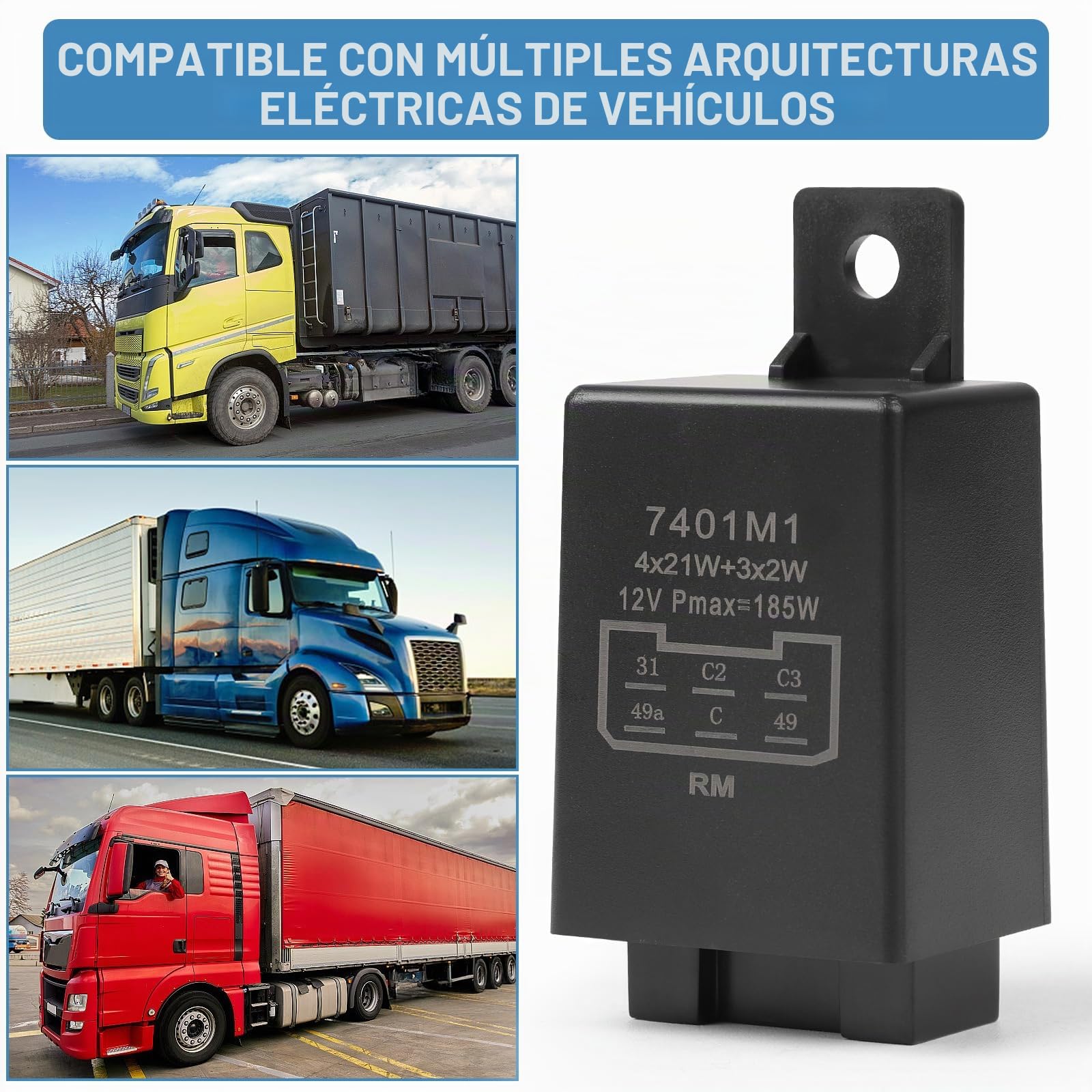 DBREAKS 1 pieza Relé Intermitente 12 V, 21 W, 2 + 1 + 1, Relé Indicador Electrónico 6 Pines, para tractores, coches antiguos, remolcadores, coches
