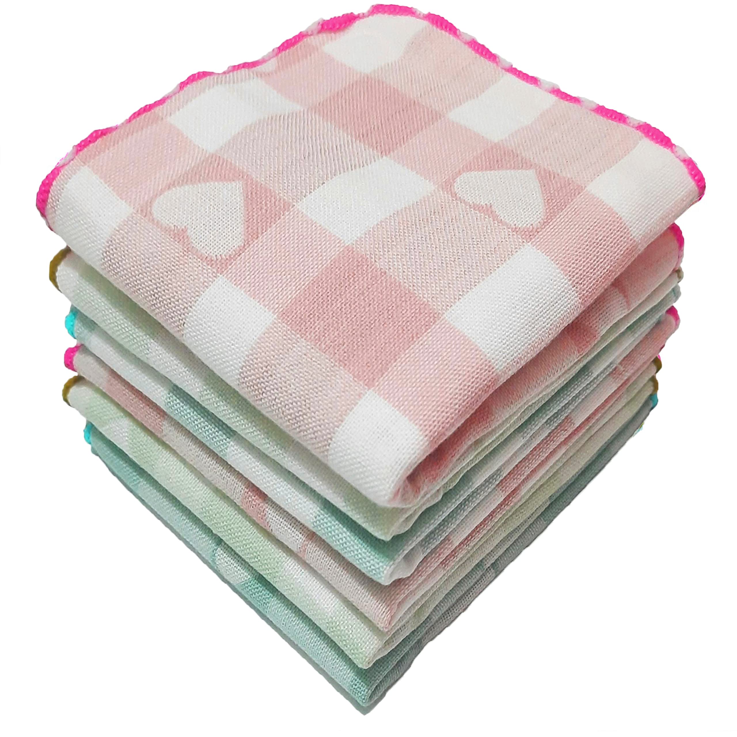 100% Cotton Small Size Handkerchief/Rumal/Face Towel | Extra Soft And Super Absorbent Handkerchieves For Women's - Set of 6 and 12 (11" x 11") - Multicolor-image-31