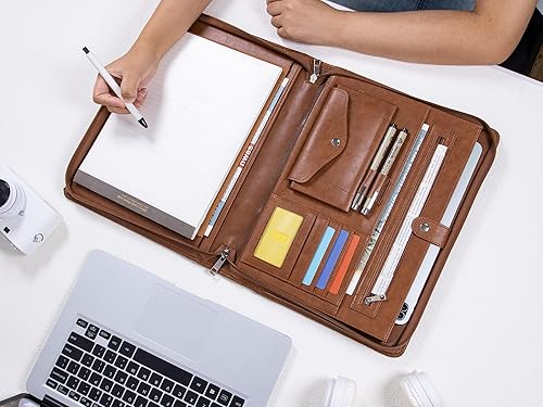 Miniatura 8 de Portafolio de cuero vegano personalizado para hombres, cartera de cuero personalizada para mujeres, carpeta de cartera, organizador de documentos de