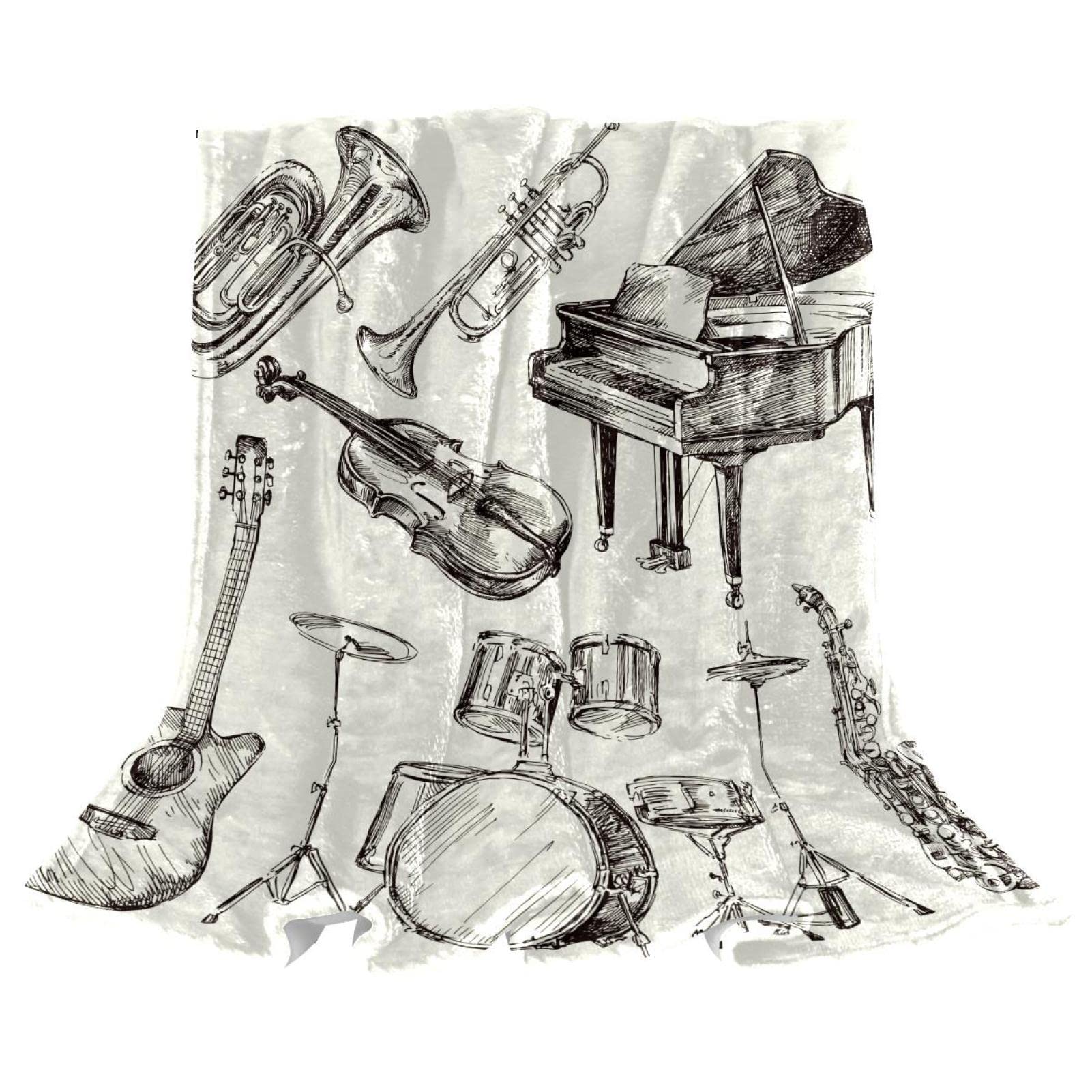 Coperta in pile per strumenti musicali sfocati in peluche leggero