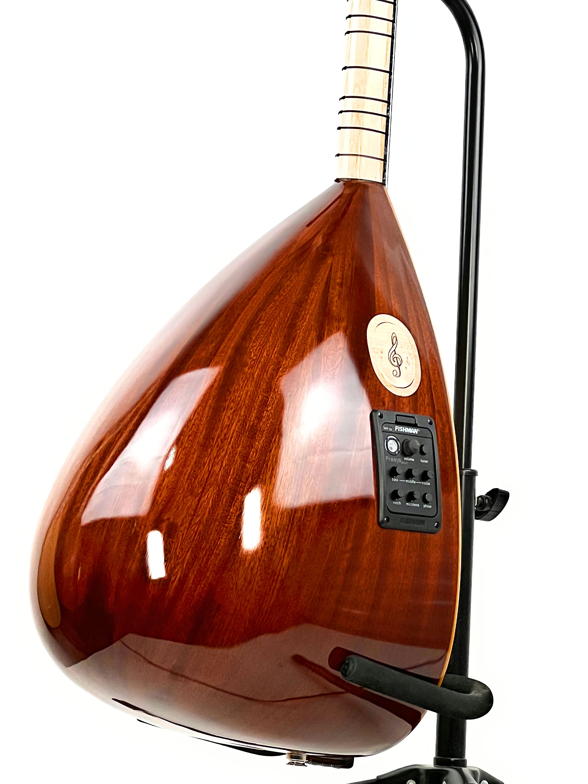 Melody Saz Baglama Profesyonel maun kisa kol Accordeur avec pochette Fishman Equalizer Marron
