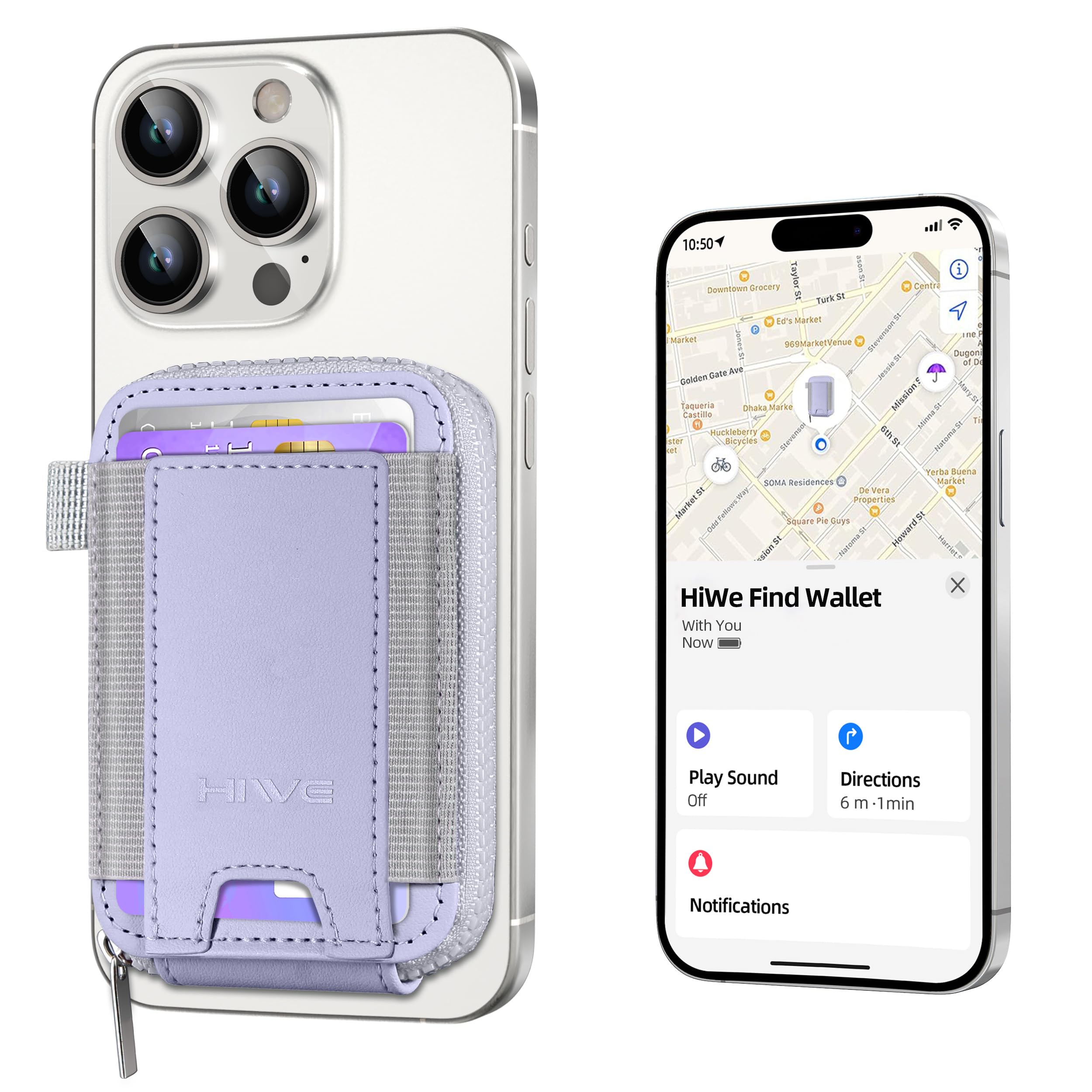 HiWe Cartera magnética para mujer para iPhone serie 16/15/14/13/12, funciona con Find My, soporte para tarjetas de crédito de acor