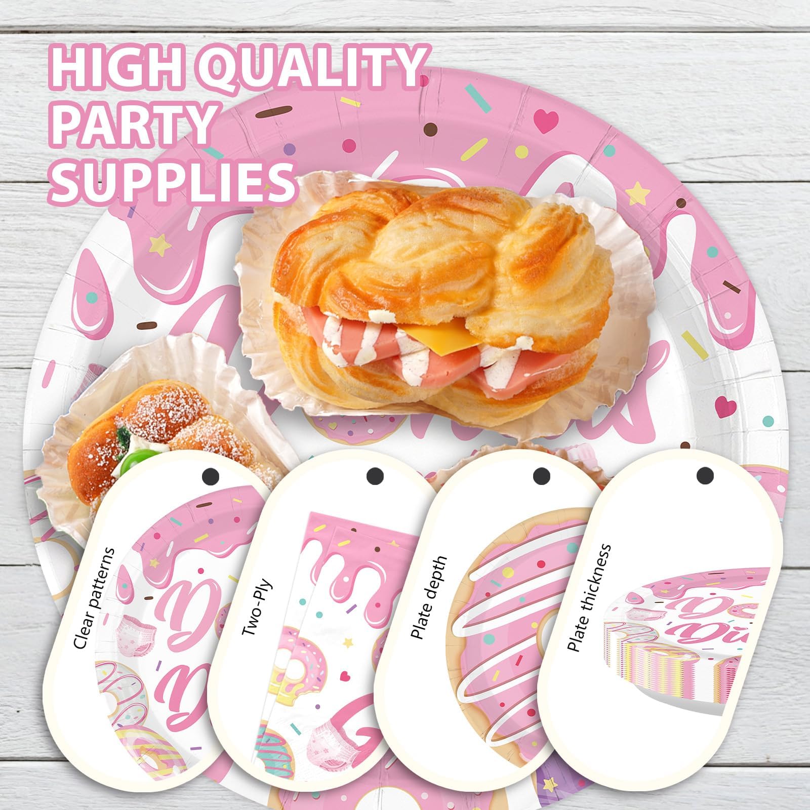 Donut Baby Shower Plates - 96 Pack -6