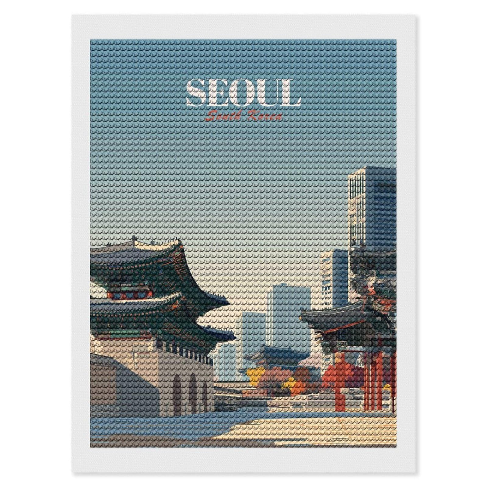 Junmoney Seoul, South Korea Travel Diamond Painting Kit 12"x16", Festive Craft Gift, Bedroom Decor, Full Kit Included, Creative Gift Idea