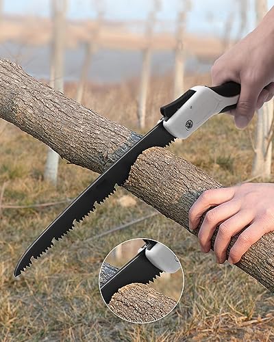 Miniatura 7 de Sierra plegable sierra de podar a mano con hoja de acero SK5 resistente de 10 pulgadas diseño ergonómico de mango antideslizante ideal para camping