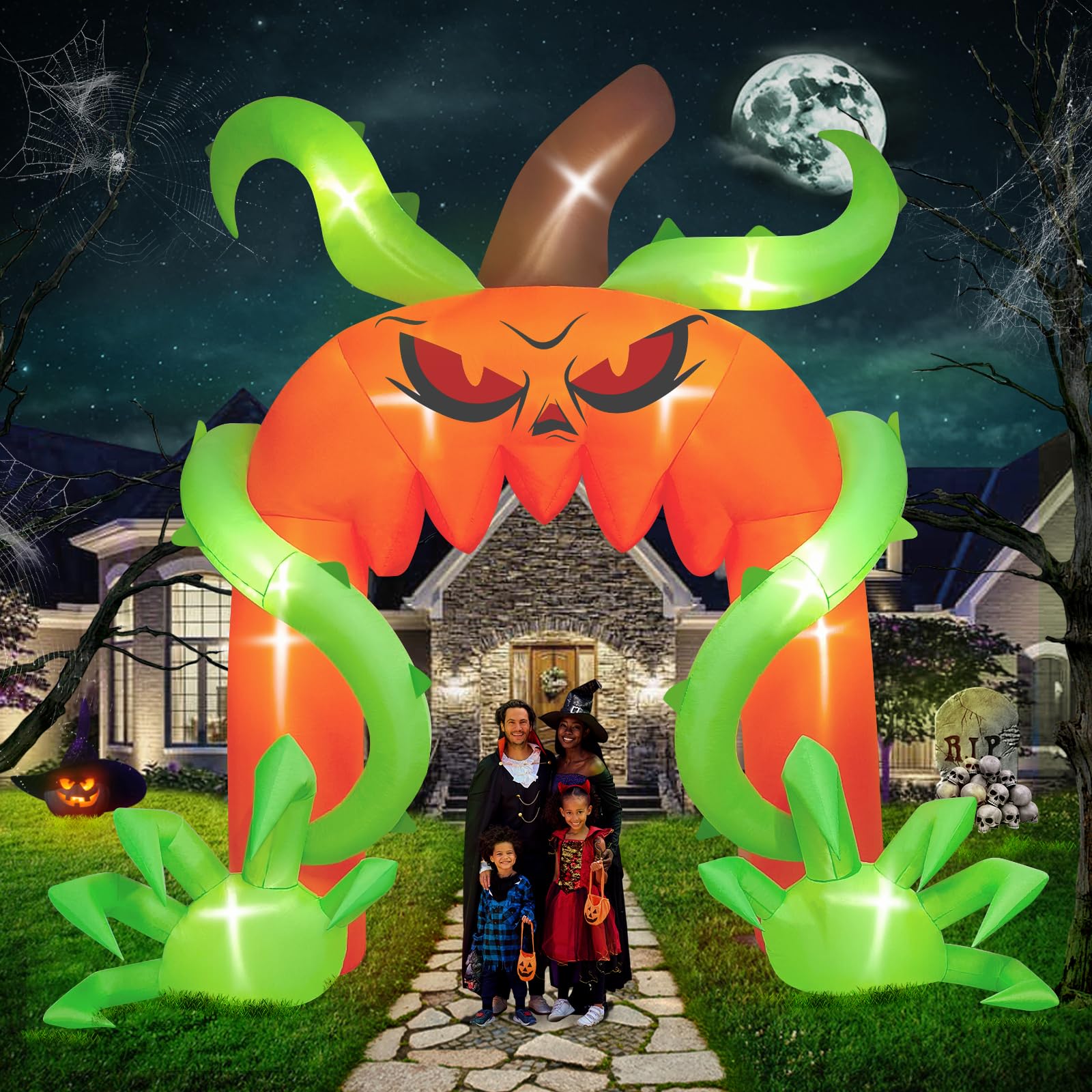 Kalolary 12 Feet High Halloween Inflatable Pumpkin Arch