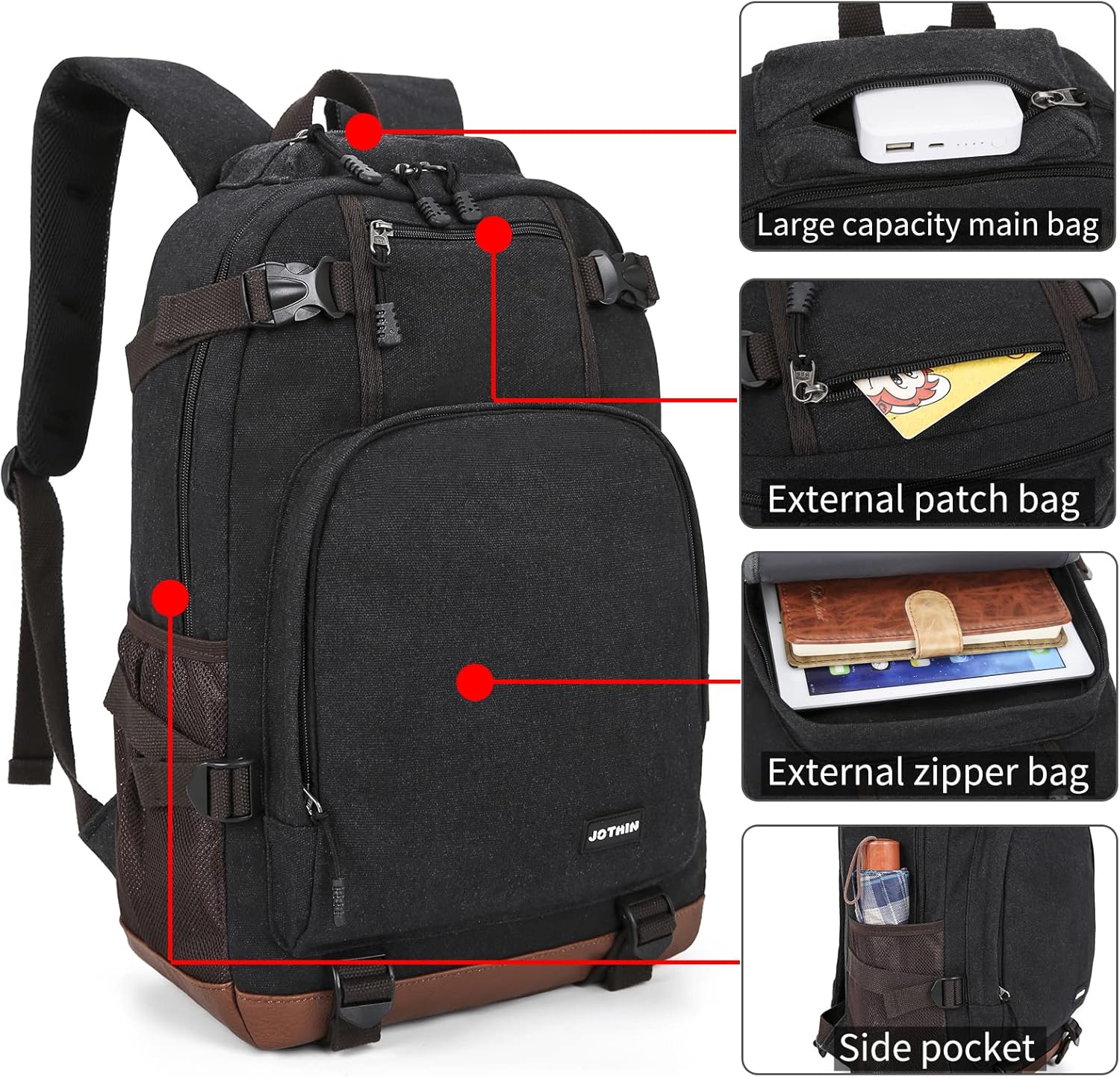 Flash Deals - 80% OFF JOTHIN Laptop Backpack Bookbags for Boys Travel or Work Backpacks for School(Black) Get Discount Offer JOTHIN Laptop Backpack Bookbags for Boys Travel or Work Backpacks for School(Black)