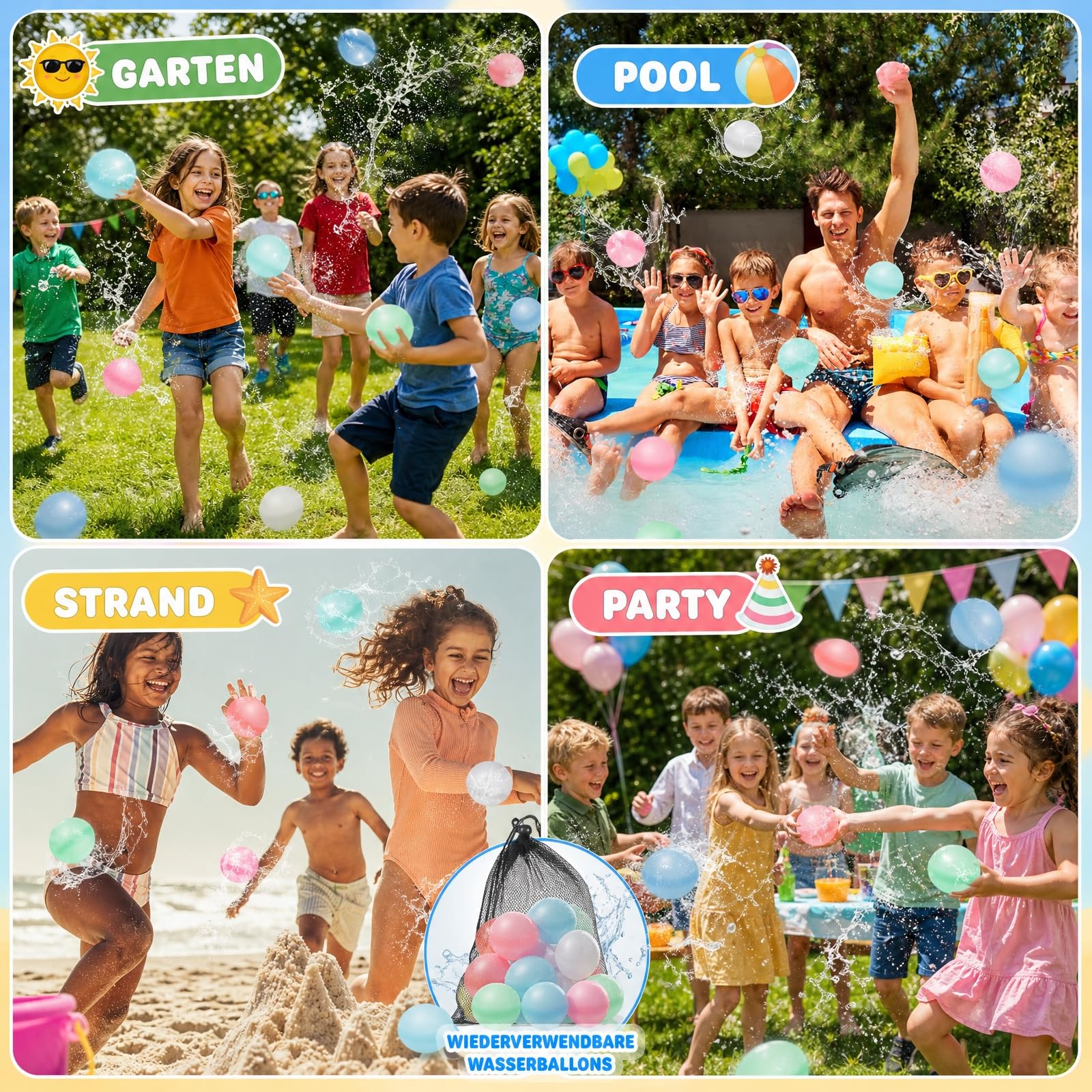 Bomba de Agua Reutilizable, 30 Piezas de Globos De Agua de Silicona, Llenado RáPido, Para La Fiesta de Verano, Lucha Contra El Agua, Piscina, Fiesta de JardíN, Playa