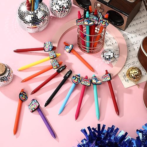 Miniatura 4 de 30 bolígrafos de fiesta de los años 80 y 90, a granel, retro, hip hop, música, bolígrafos coloridos retráctiles de tinta negra, suministros de