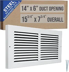 Handua 14x6 Steel Baseboard Return Air Grille White