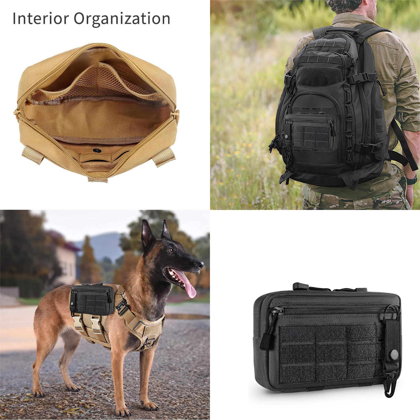 Molle Auto Organizer Tactical Car Seat Back Organizer 5 Detachable Pouches