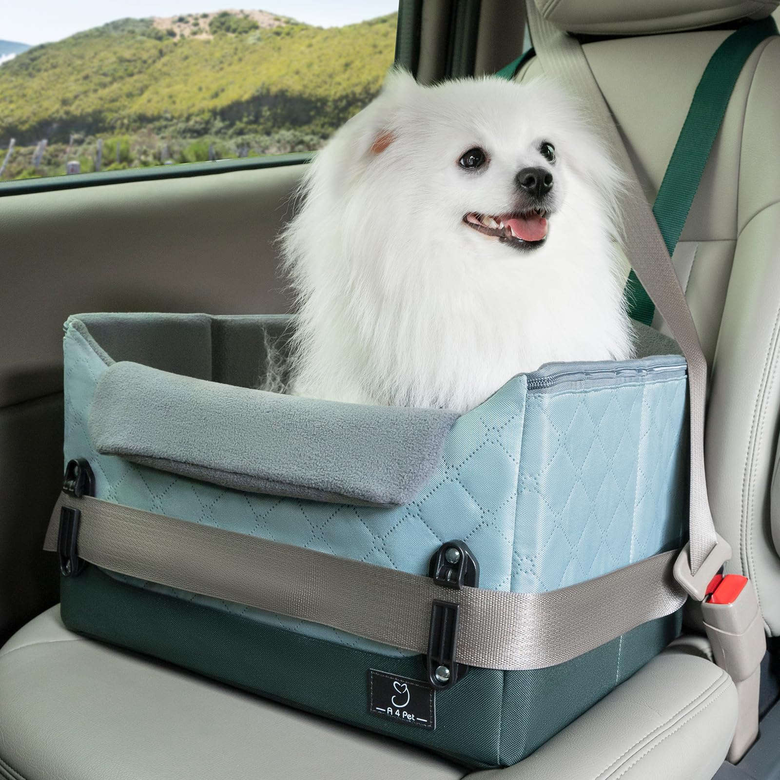 A 4 Pet Dog Car Seats for Small Dogs, Under 25 lbs, Patent Buckles