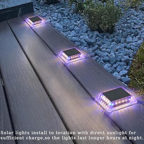 Miniatura 5 de Amagle Luces solares para cubierta, muelle, luz LED, marcador de entrada al aire libre, luces solares para escalones, aceras, caminos, escaleras,