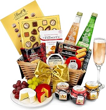 Luxury Food and Drink Gift Basket - Alcohol Free Trafalgar Hamper with Sparkling Press , Mature Cheddar, Organic Brie, Shortbread, Chocolates - Food Gifts for Celebrations, from Regency Hampers