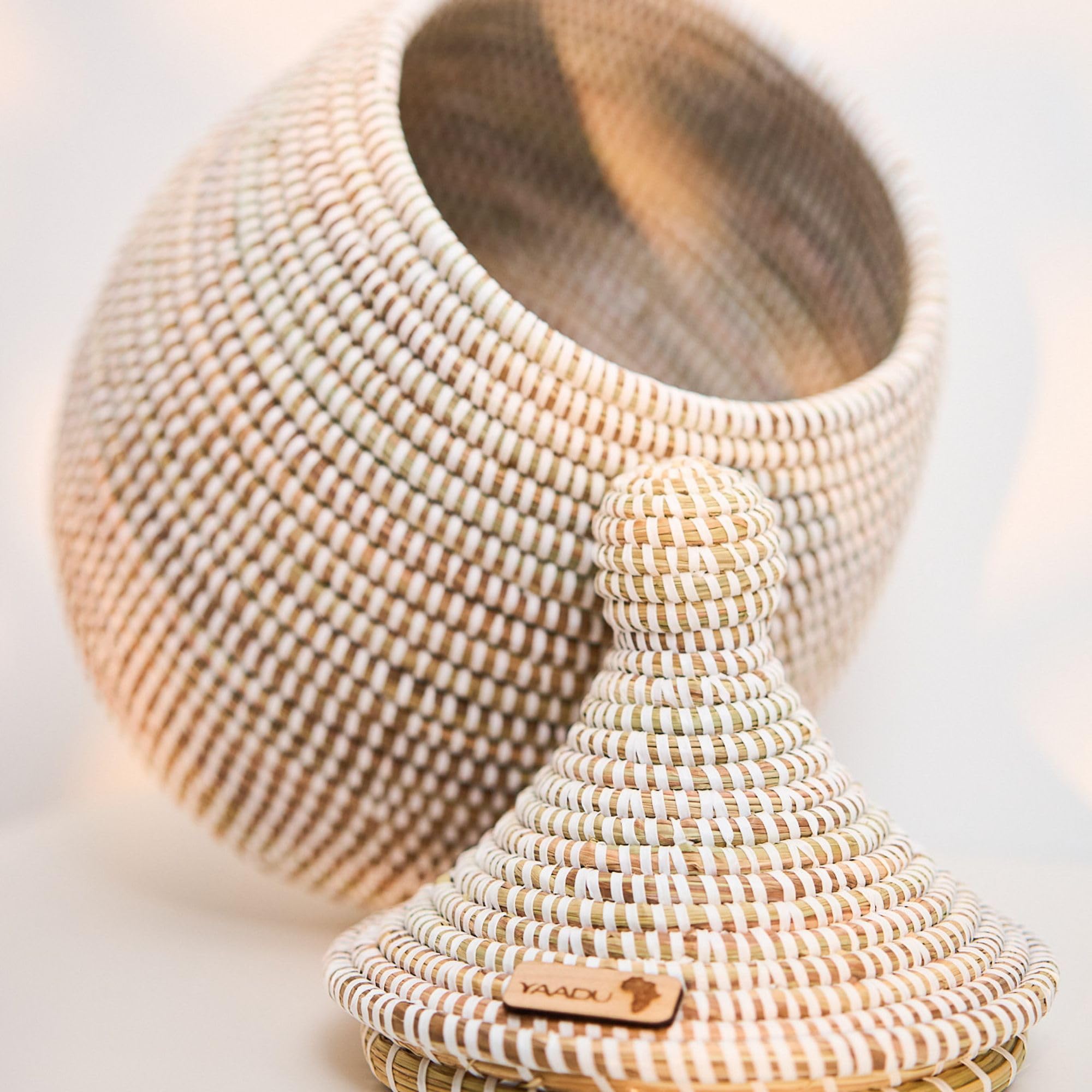 Grand Vase pour Herbe de Pampa 37 cm Panier tressé pour Fleurs séchées | Herbe de savane et plastique recyclé, ouverture 10 cm, fait main, style bohème, vase décoratif, cache-pot, modèle Namibia