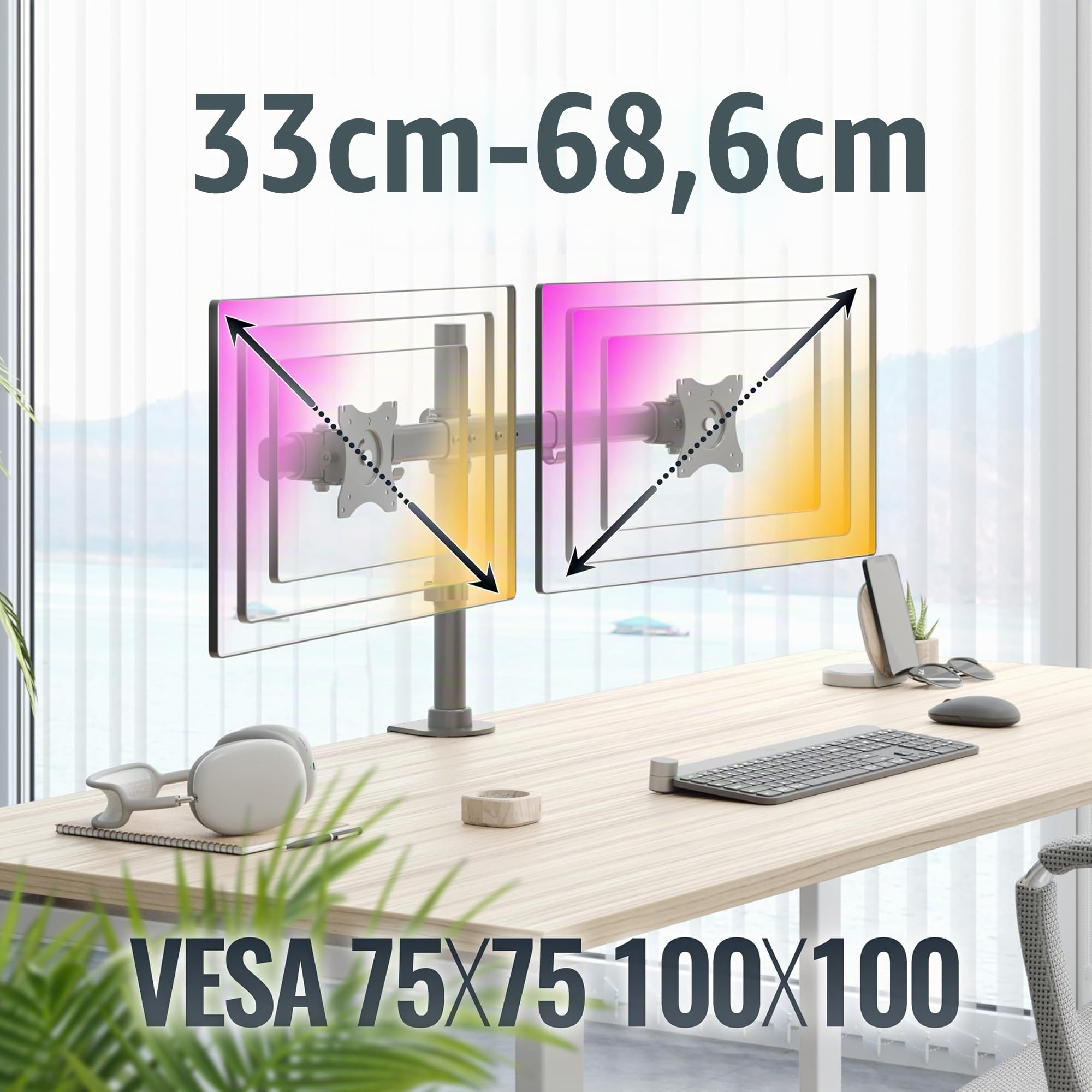 RICOO TS7811 Supporto monitor da scrivania 13-27 pollici per 13 27 pollici girevole inclinabile fino a 10 kg max VESA 100x100