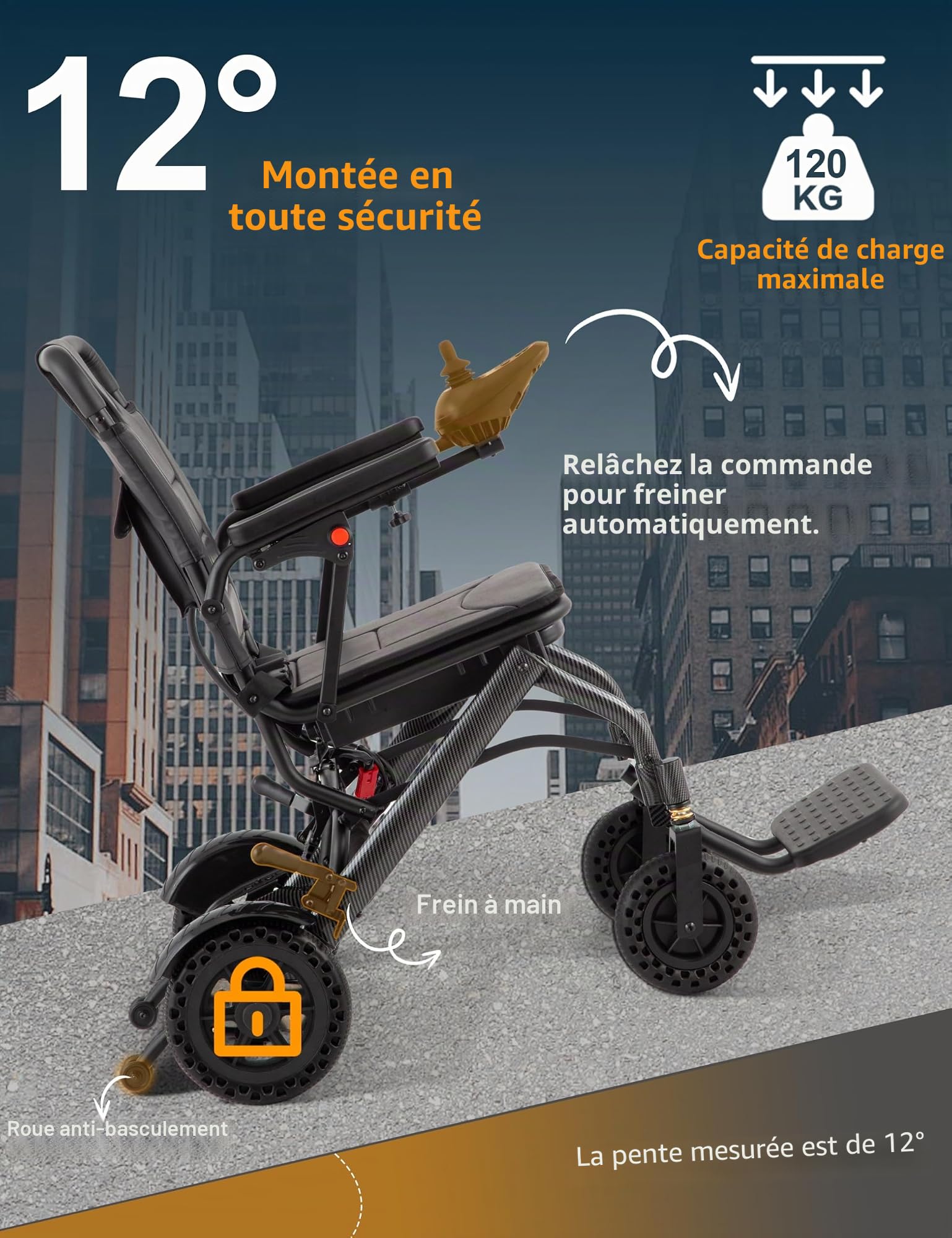 Fauteuil roulant électrique pliable, léger, avec batterie amovible de 10 Ah, approuvé par les compagnies aériennes, charge 120 kg, taille de voyage, moteur sans balais tout terrain