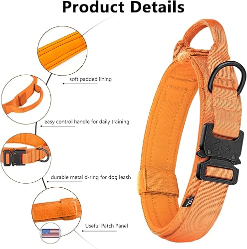 Miniatura 14 de DAGANXI - Collar táctico para perro, collar ajustable de nailon para adiestramiento con asa de control y hebilla, para perros medianos y grandes