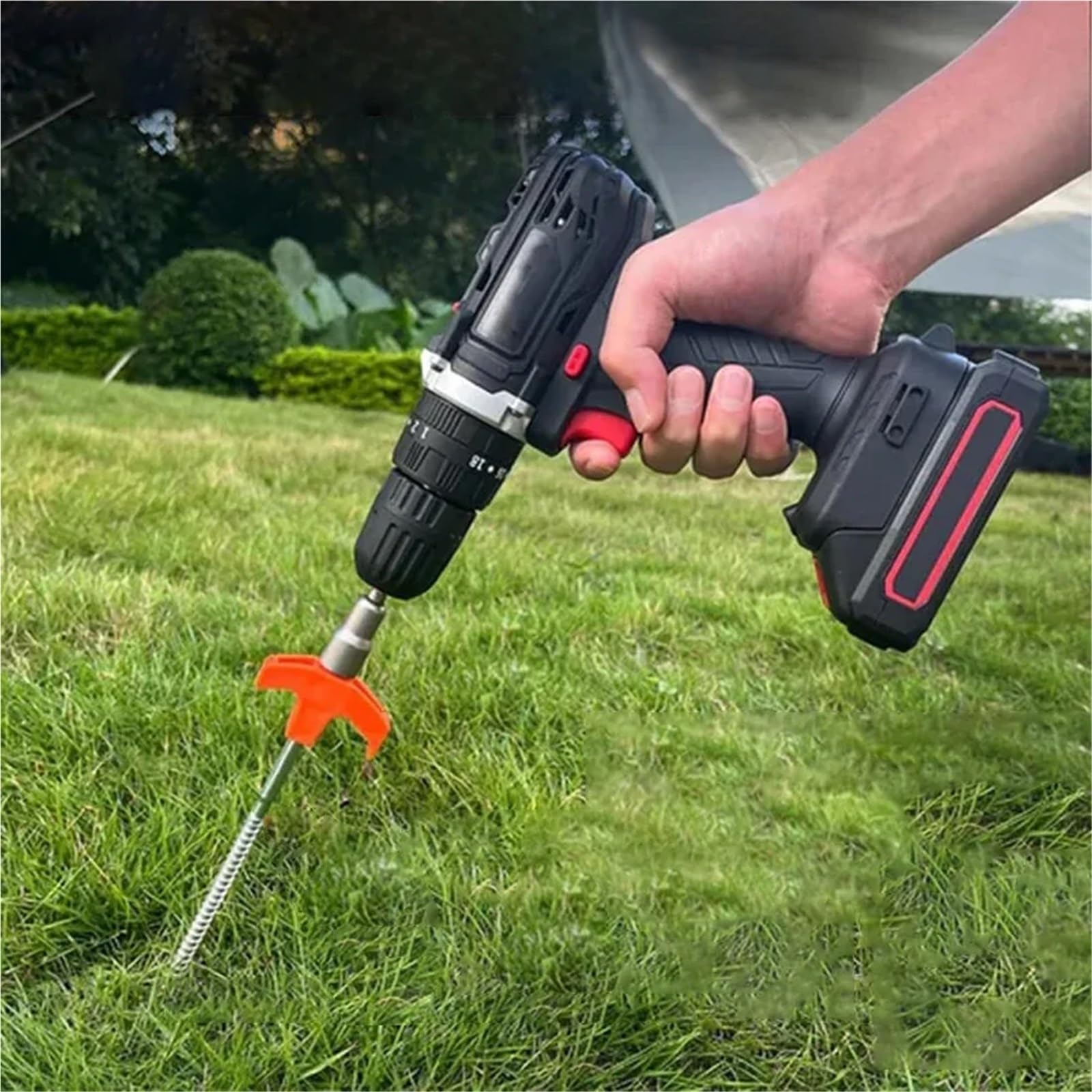 14 pièces piquets de Camping percer avec Douille hexagonale vis en Spirale Robuste Tente Robustes dans Les pour Le Camping, Les Voyages(Orange)