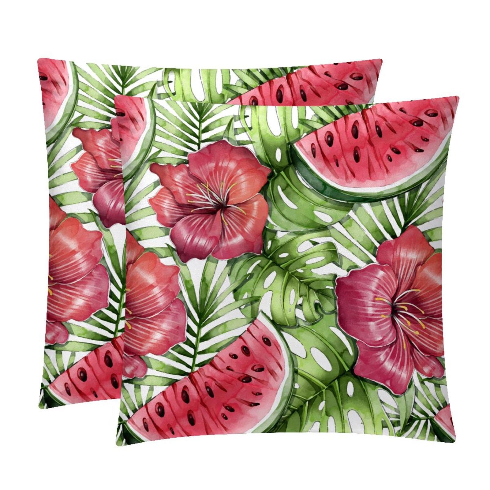 TDGKPZ Watercolor Tropical Throw Pillow Covers 2 Pack Pillowcases Soft Cozy Pillow Cases For Couch Bed Sofa 45x45cm