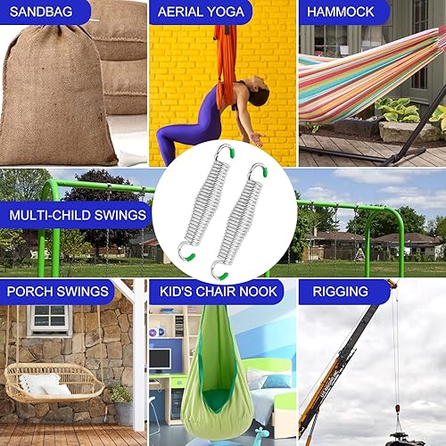 Miniatura 10 de Muelles oscilantes para porche, silla de resorte con capacidad para hasta 1600 libras, resortes cromados resistentes para sillas colgantes, montaje