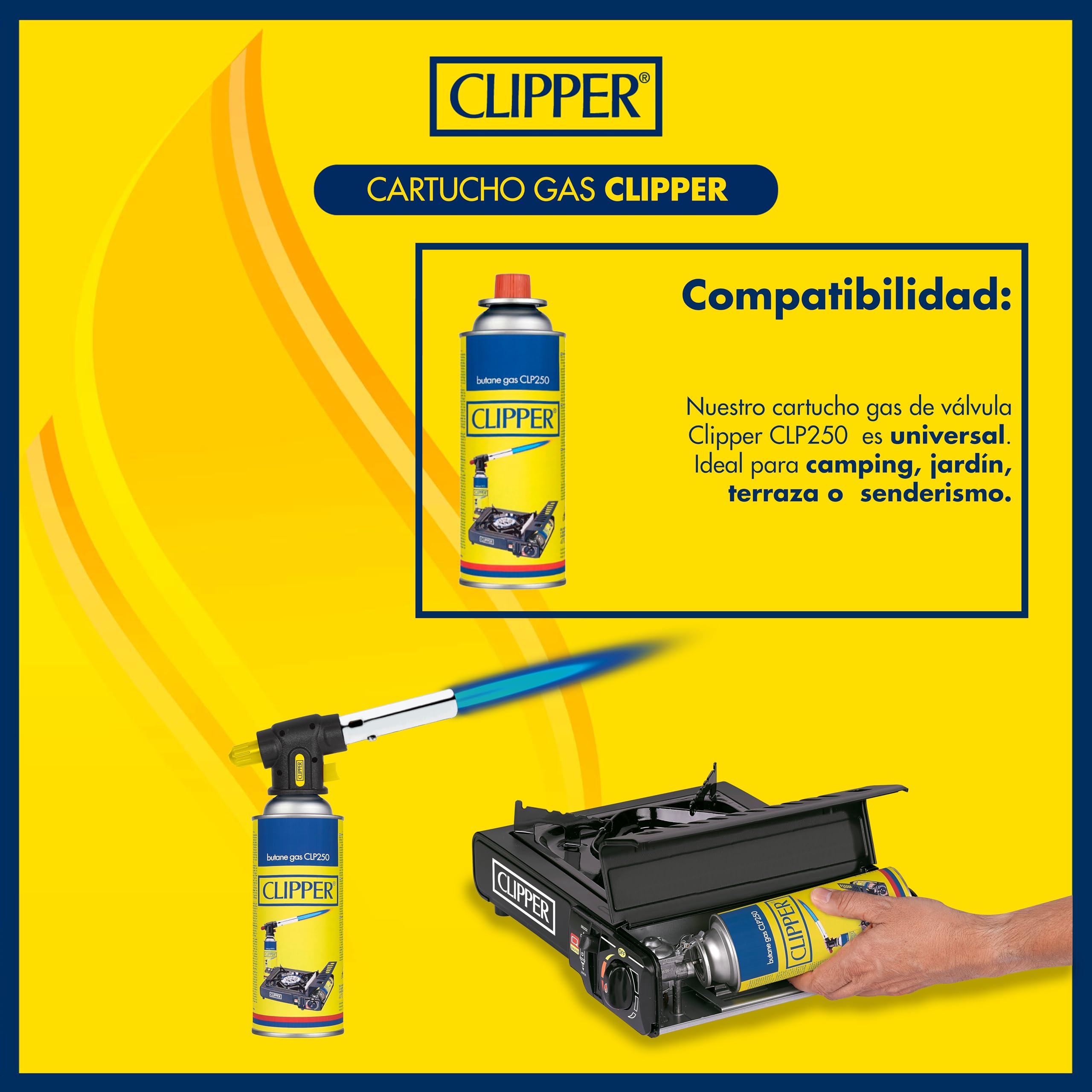 Clipper Lot de 4 cartouches de gaz universelles de 400 ml pour appareils à feu | Valve GLP250 | gaz de camping, poêles, chalumeaux et cuisinières à gaz