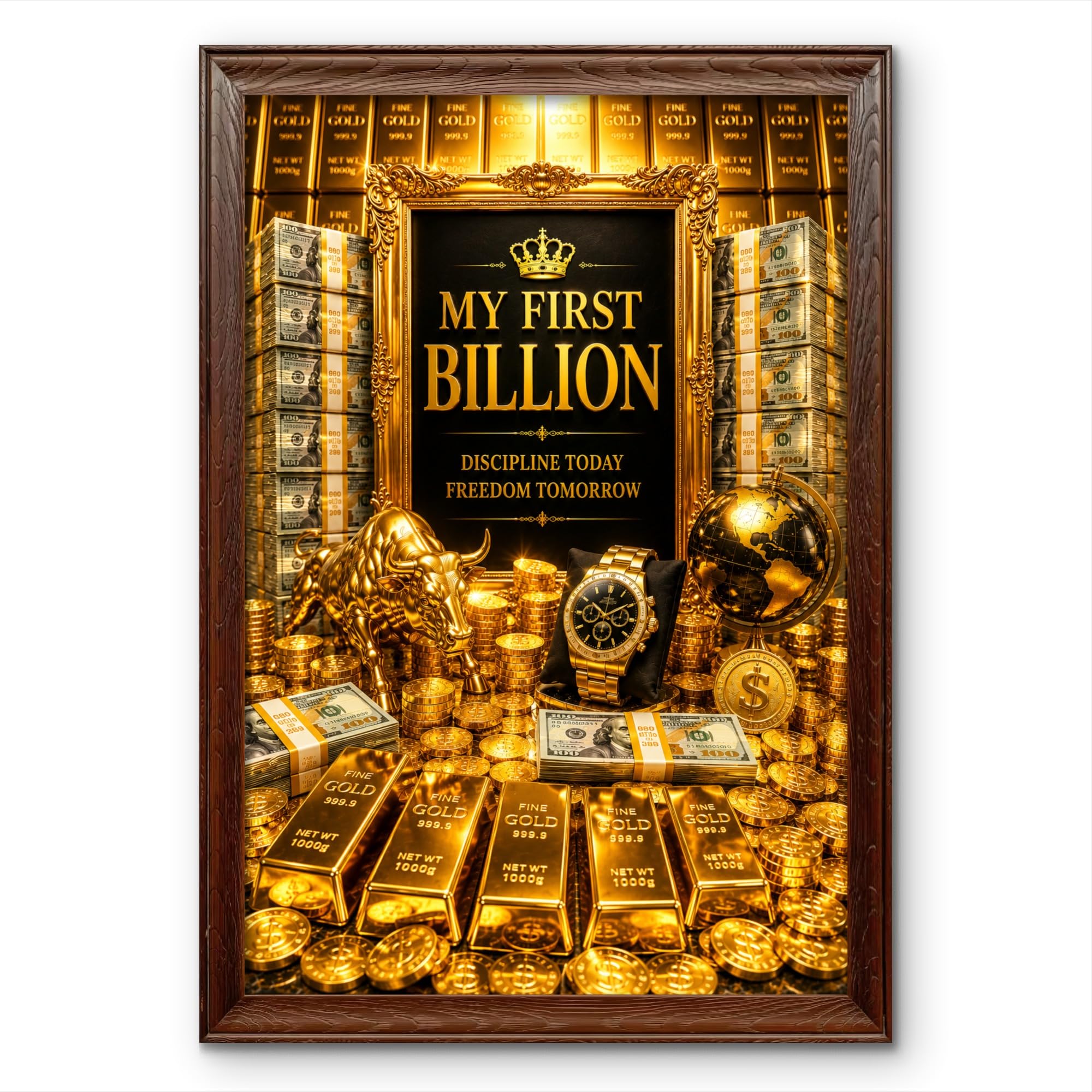 EVAN Wealth Gainer My first Billion | I Am Money Magnet My First Billion Photo Frame | Money Manifestation, Wealth Affirmation, Motivational Wall Art | Feng Shui & Vastu | 12 x 8 Inch MFB 4-image-12