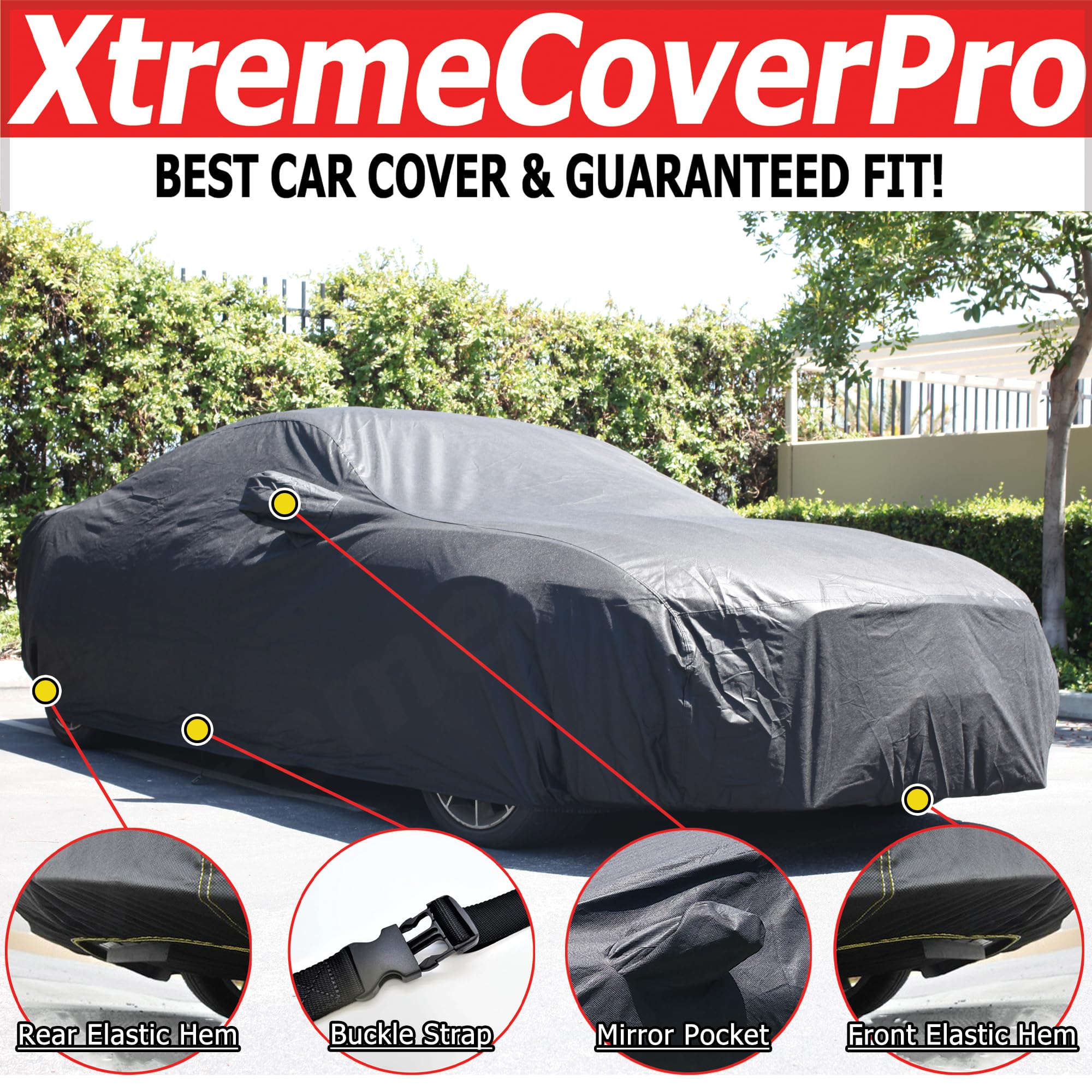 Custom Fit Car Cover For Ford Mustang 2005-2024 - XTREMECOVERPRO PRO Series Black UV Protection