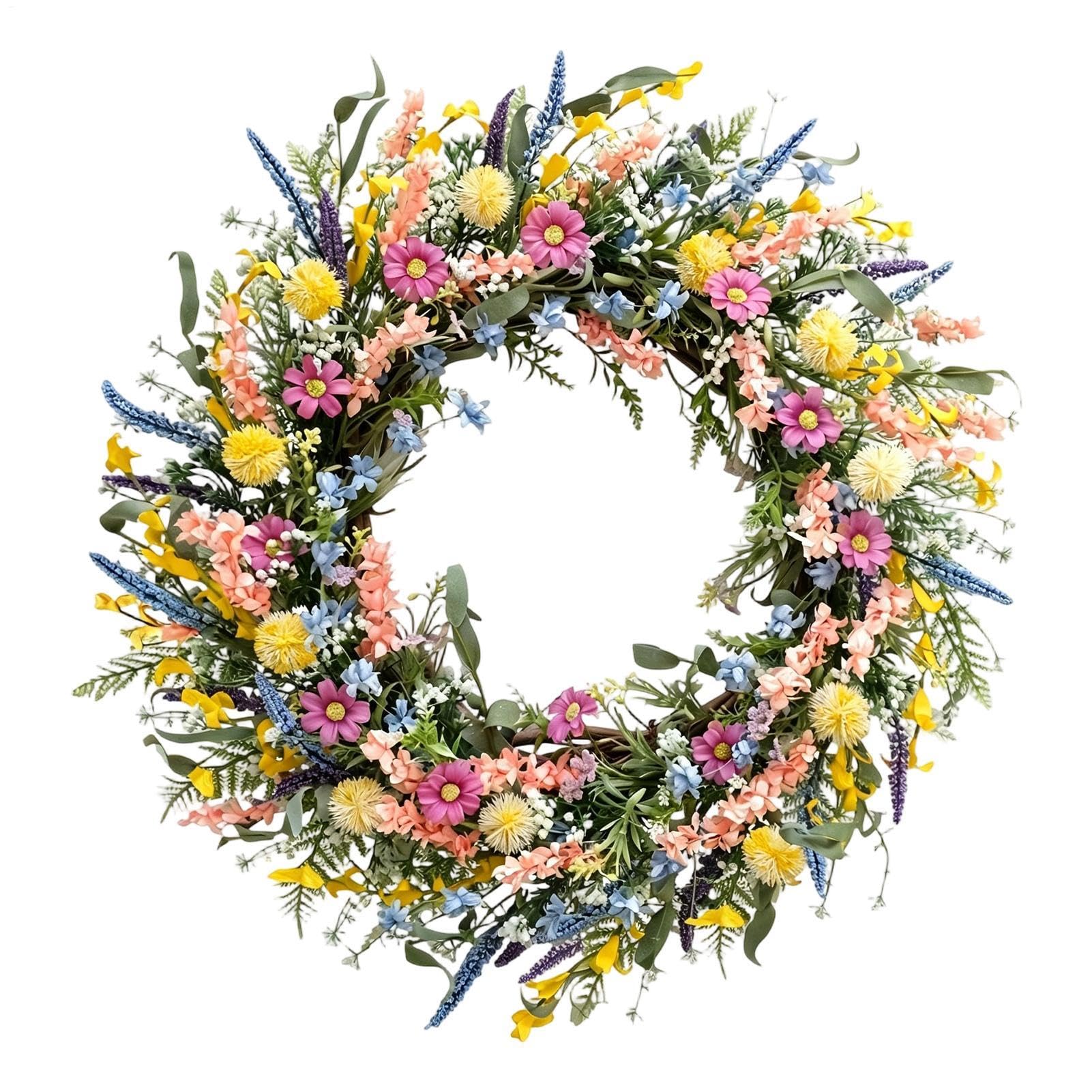 Ghirlanda di margherite e lavanda, artificiale, vibrante, realistica