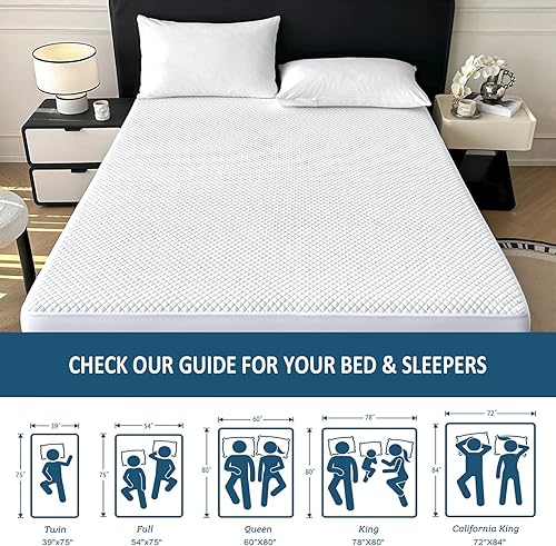 Miniatura 7 de Protector de colchón impermeable de bambú, tamaño Queen, transpirable y silencioso, con bolsillo profundo de 6 a 18 pulgadas de profundidad, funda