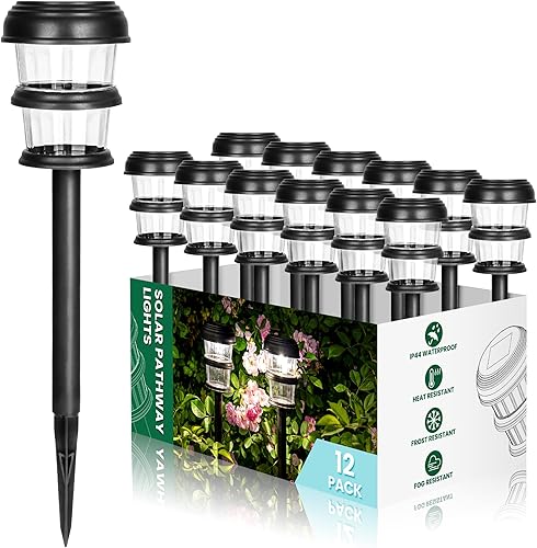 Miniatura 1 de GIGALUMI Paquete de 12 luces solares de jardín luces solares para exteriores impermeables luces solares automáticas para patio paisaje césped patio