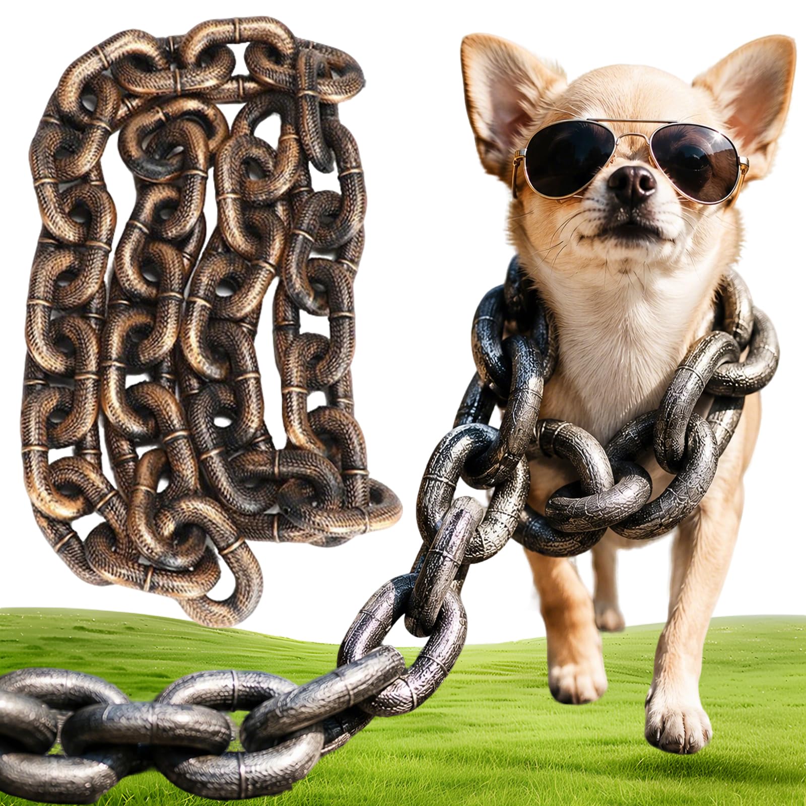 Iron Paw Chain Leash, Big Chain Leash For Small Dog Funny, Iron Paw Leash Funny, Plastic Imitating Irons Chains Looks Strong And Heavy For Small Dog/Cat Photo Props (C-1.5M/59IN)