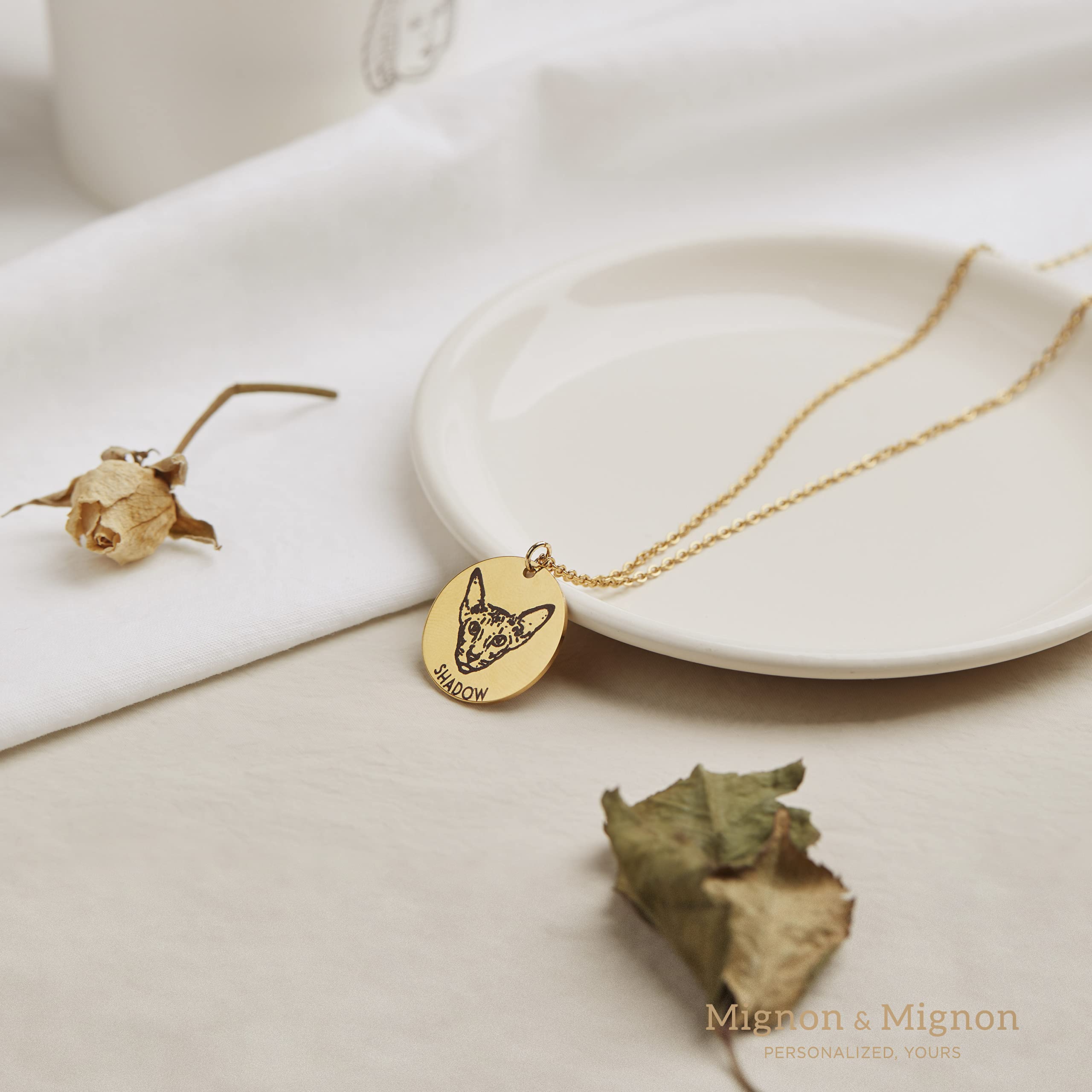 MignonandMignon Pet Portrait Dog Memorial Necklace Personalized Pictures Custom Pet Gift for Mom Dog Mom Mother's Day Gift for Her Pet Loss - ALLCN-AP (18mm)