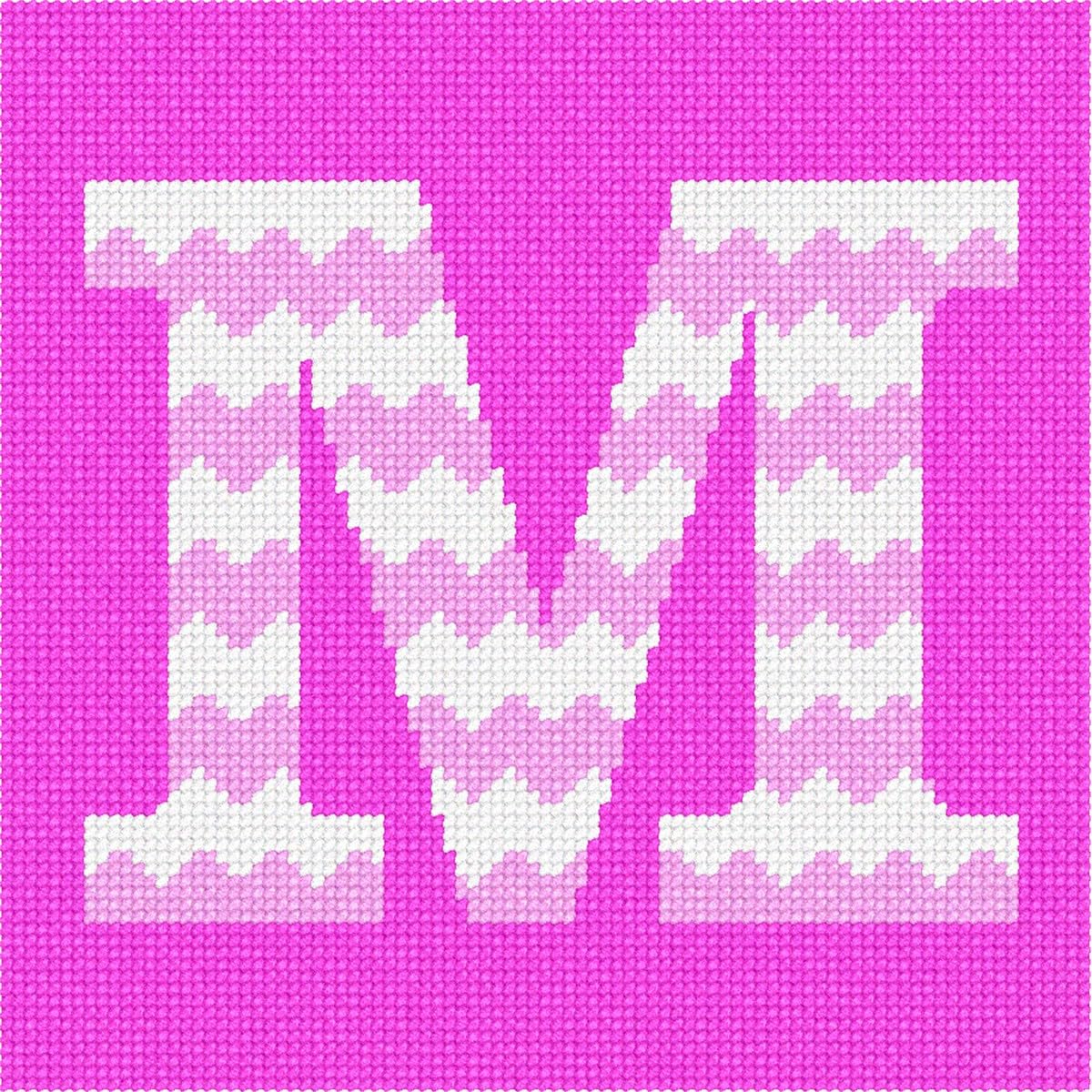 Pepita Needlepoint kit: Letter M Pink Chevron, 7