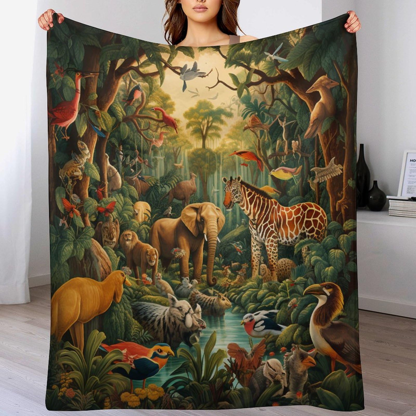 DCCCY Jungle Animals Plush Throw Blanket for Girls Boys Kids Sofa Couch Bedroom Fleece Blankets Soft Four Seasons 100×130cm