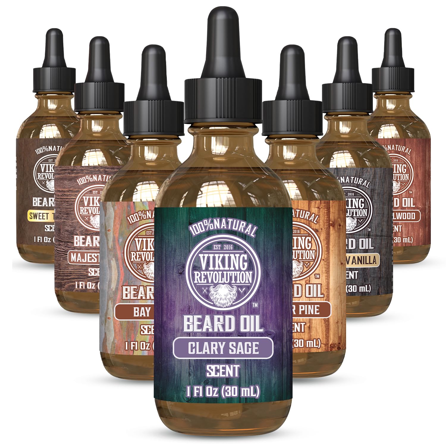 Beard Oil with Clary Sage for Men - Natural Blend with Argan and Jojoba Oils for Softening, Strengthening, and Moisturizing