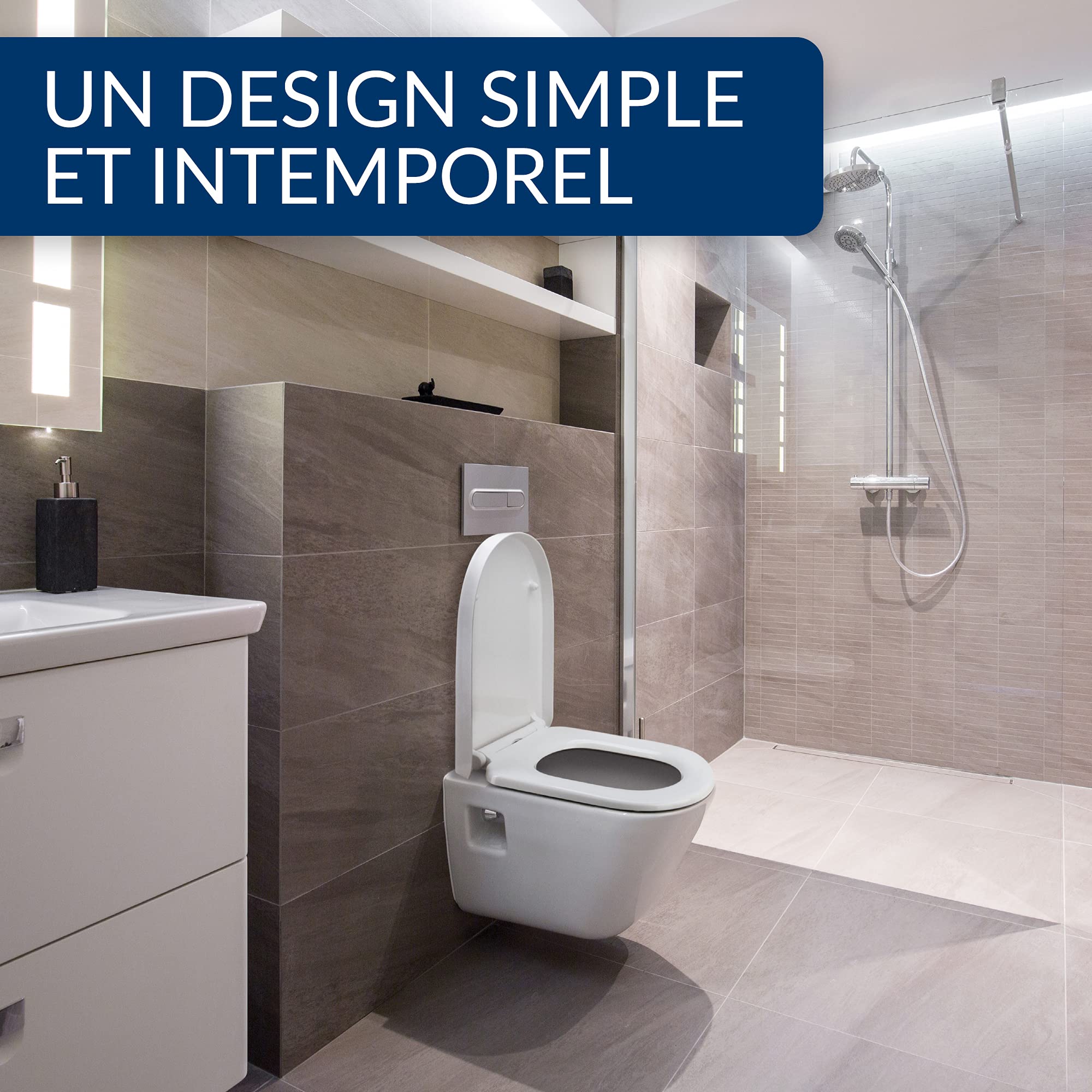 Comodo Lunette de toilette - Lunette de toilette avec fermeture en douceur - Lunette de toilette antibactérienne - Lunette WC universelle [accessoires de montage incl.]