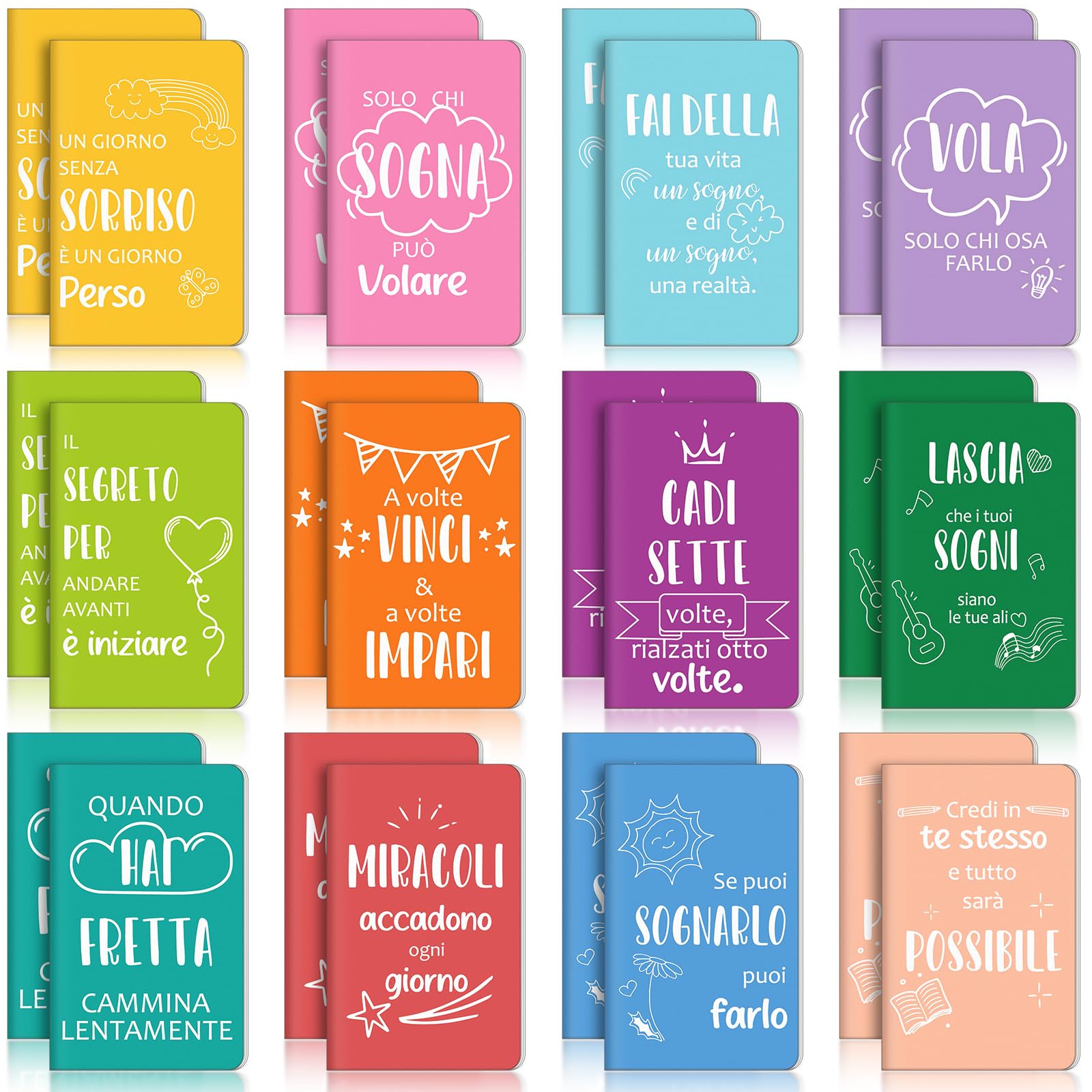 Sinmoe 24 Mini Quaderni Taccuini Tascabili con Frasi Motivazionali Italiano Piccoli Quaderni di Ispirazione Regalo di Laurea per Studenti Alunni Scuola Regali di Ringraziamento Colleghi(Elegante)