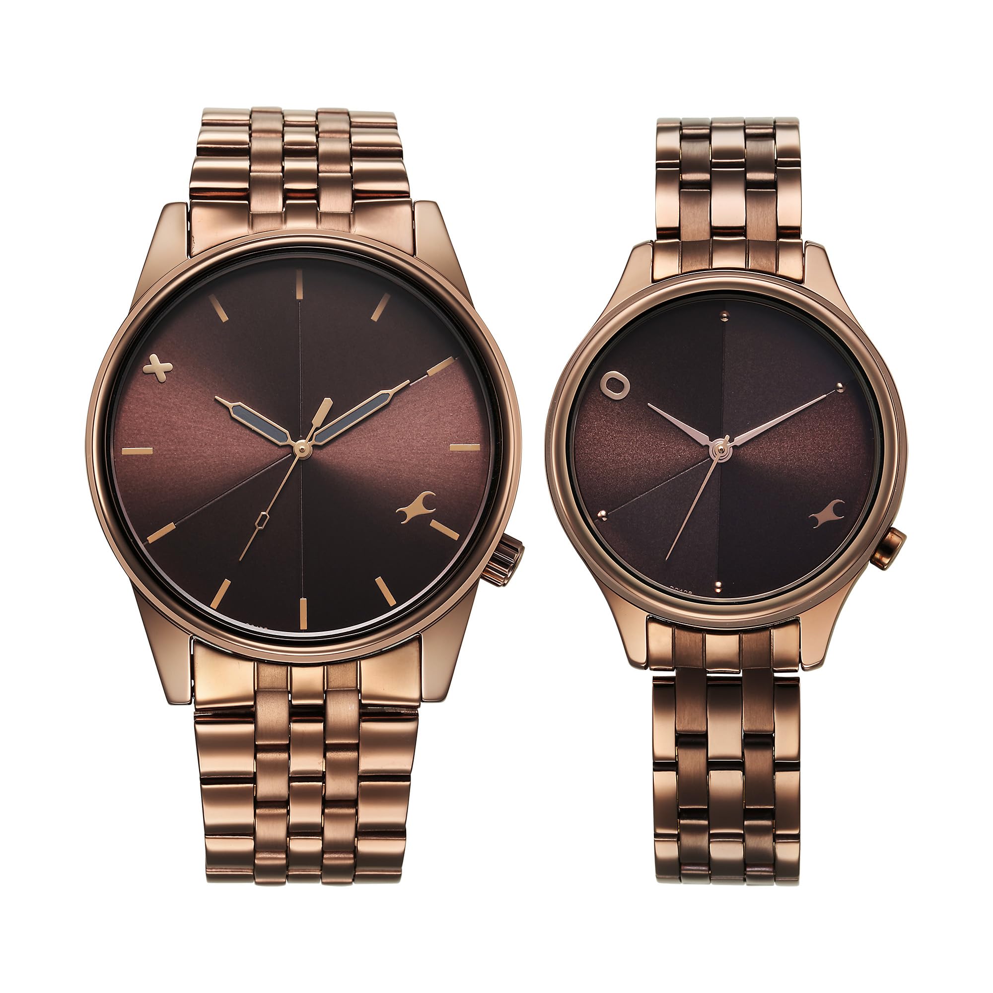 Mixmatched Quartz Analog Brown Dial with Brown Metal Strap Watch for Couple-33056296QM02P/NT33056296QM02-image-41